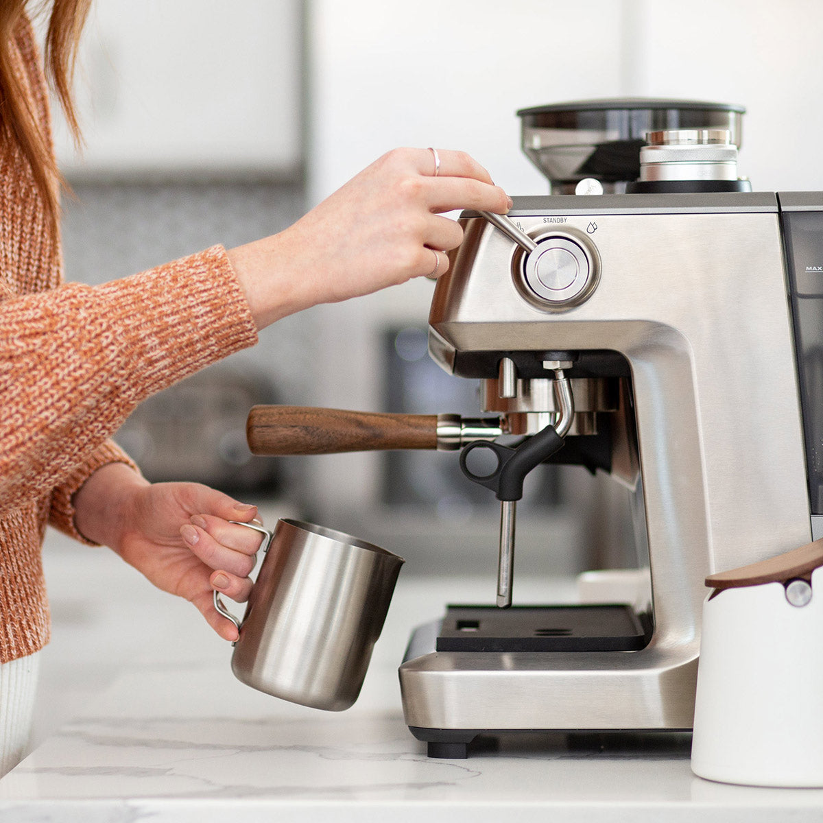 Breville Espresso Machine Steam Lever Replacement - Brushed Silver Finish | Compatible with Breville Barista Series | Perfect for Home Baristas & Coffee Enthusiasts
