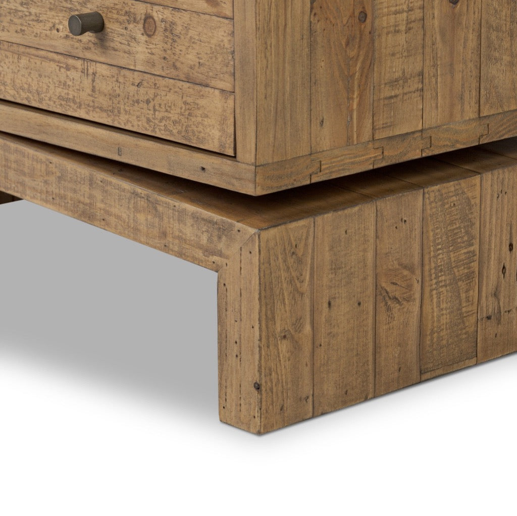 Rustic Natural Wood Nightstand with Drawer - Matthes Sierra Bedside Table for Bedroom, Living Room, or Guest Room