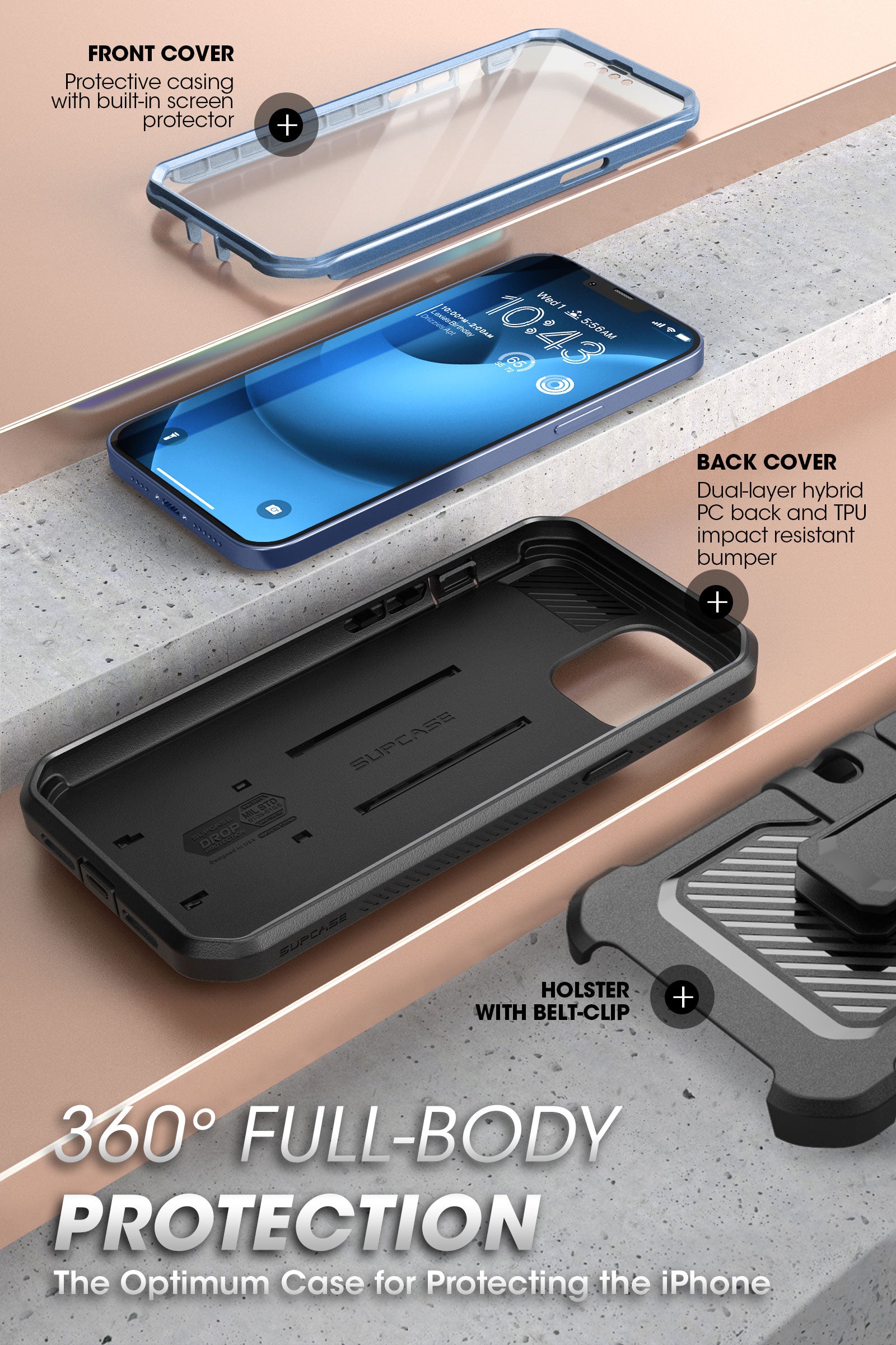 iPhone 14 Plus 6.7 Inch Shockproof Case - Unicorn Beetle PRO Series Heavy Duty Rugged Cover with Metallic Blue Finish | Perfect for Outdoor, Construction & Extreme Sports Protection