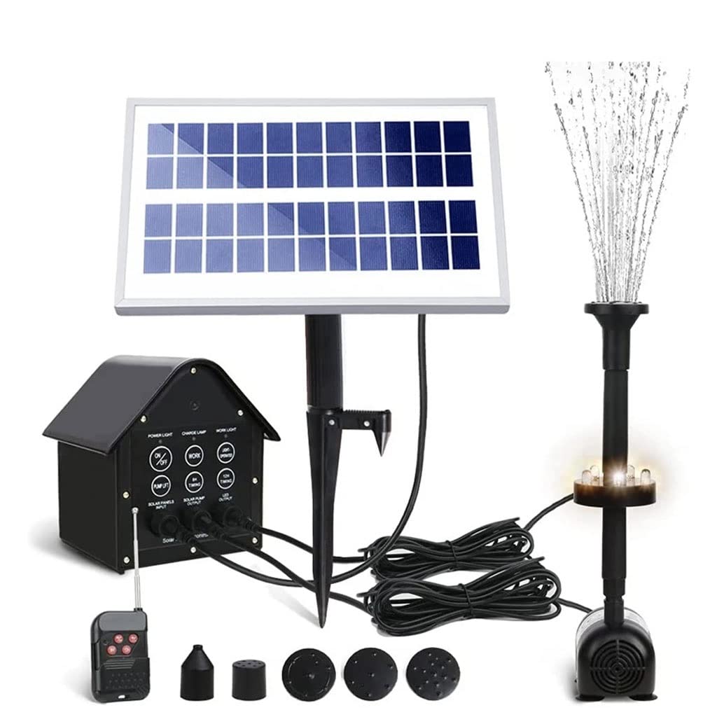 Solar Fountain Pump with 5 LED Lights - 3.6W 200L/H Water Flow, 5 Spray Patterns for Garden, Pond, Birdbath & Outdoor Decor