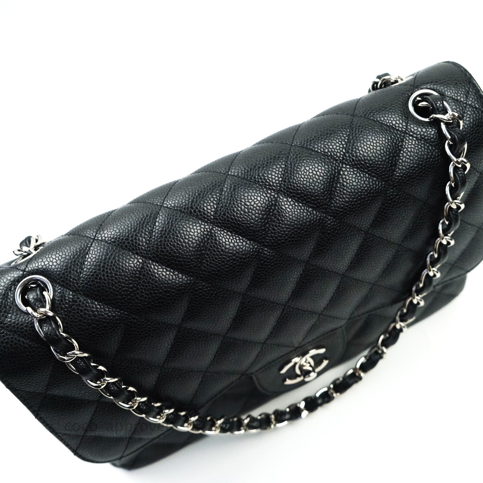 Chanel Classic Jumbo Double Flap Bag in Black Caviar Leather with Silver Hardware - Luxury Handbag for Women, Perfect for Work, Evening Events & Special Occasions