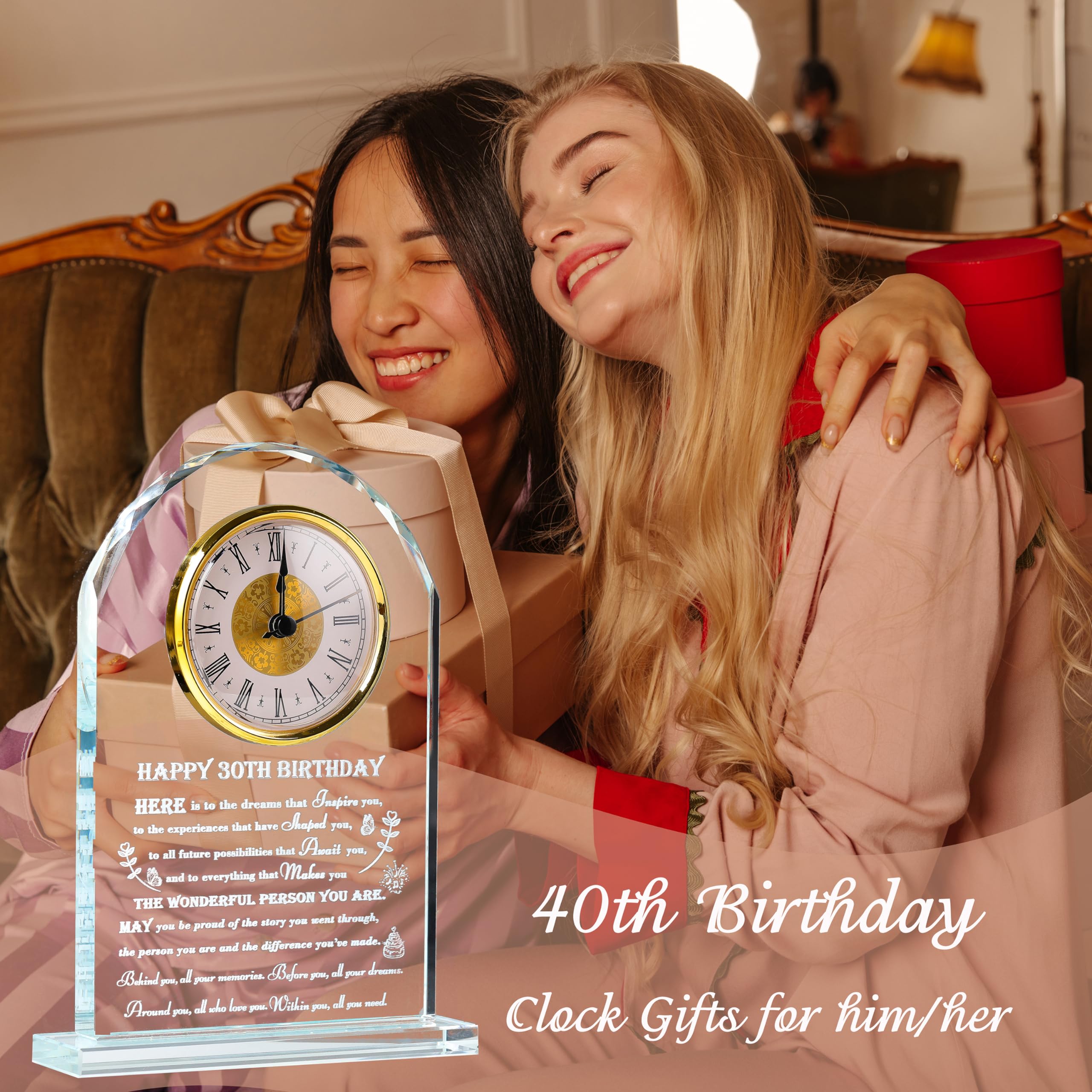 Personalized 30th Birthday Crystal Clock Gift for Women & Men - Custom 1994 Engraved 80-Year-Old Birthday Present - Unique Birthday Gift Ideas for Mom, Dad, Her & Him - Perfect for Anniversary, Retirement & Milestone Celebrations