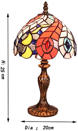 Tiffany Style Stained Glass Table Lamp - Peacock Tail Design Desk Light for Living Room, Bedroom, Office (20x25cm) | Elegant Home Decor, Reading Light, Gift Idea