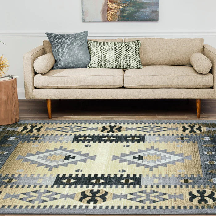 Motega Tribal Southwestern Traditional Geometric Ikat Area Rug - Handwoven Bohemian Style Floor Covering for Living Room, Bedroom & Home Decor