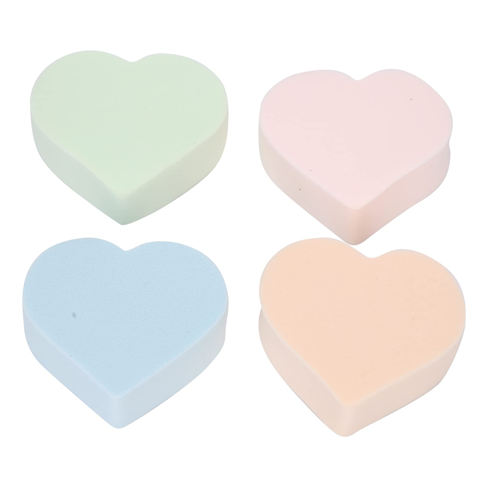 4Pcs Soft Heart-Shaped Makeup Sponges - Wet & Dry Beauty Blender for Foundation, Powder & Blush | Professional Makeup Sponge Wedge for Flawless Application | Perfect for Everyday Makeup, Contouring & Travel Essentials