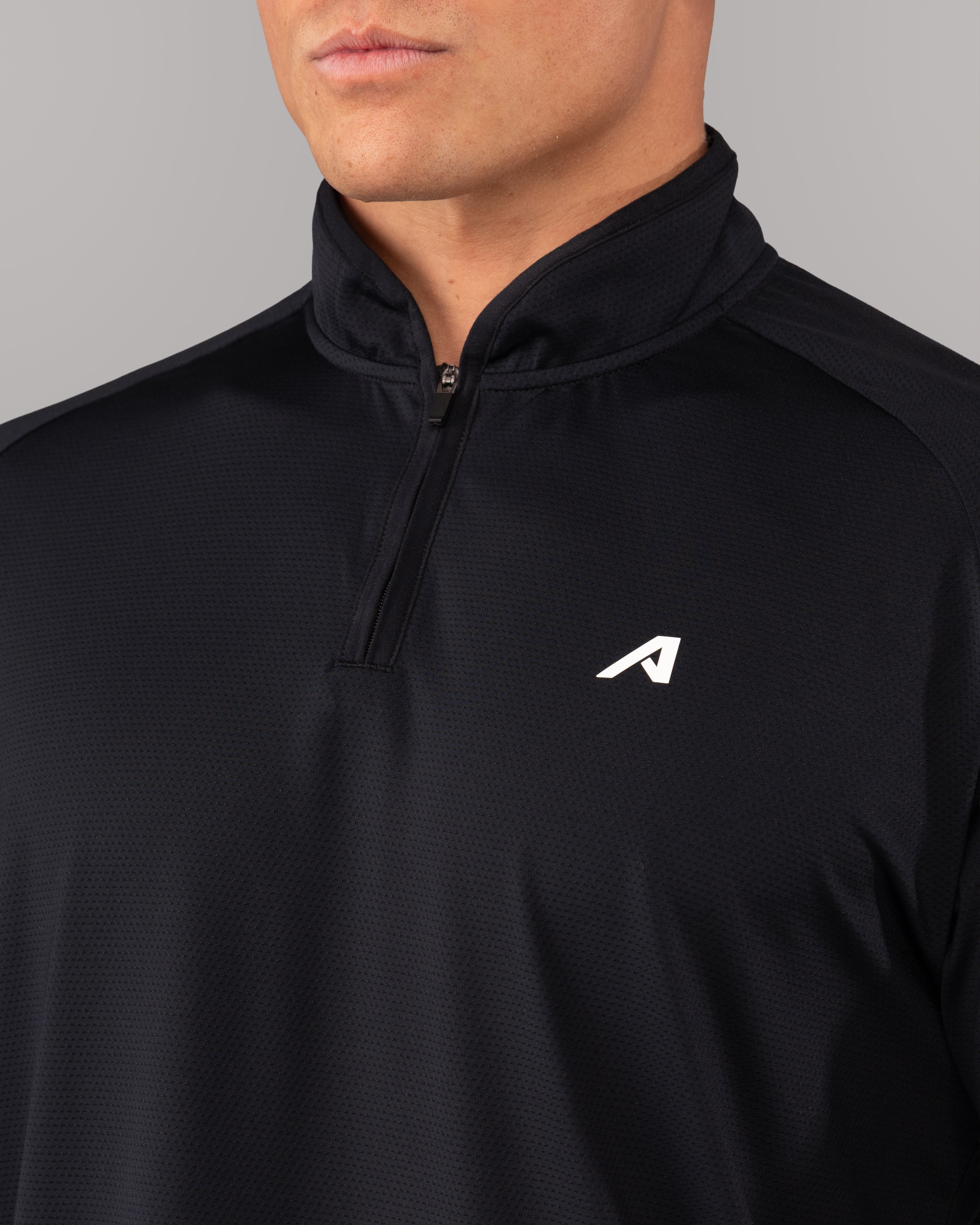 Men's Racer Quarter Zip Pullover Sweatshirt - Black | Lightweight & Breathable for Running, Golf & Outdoor Activities
