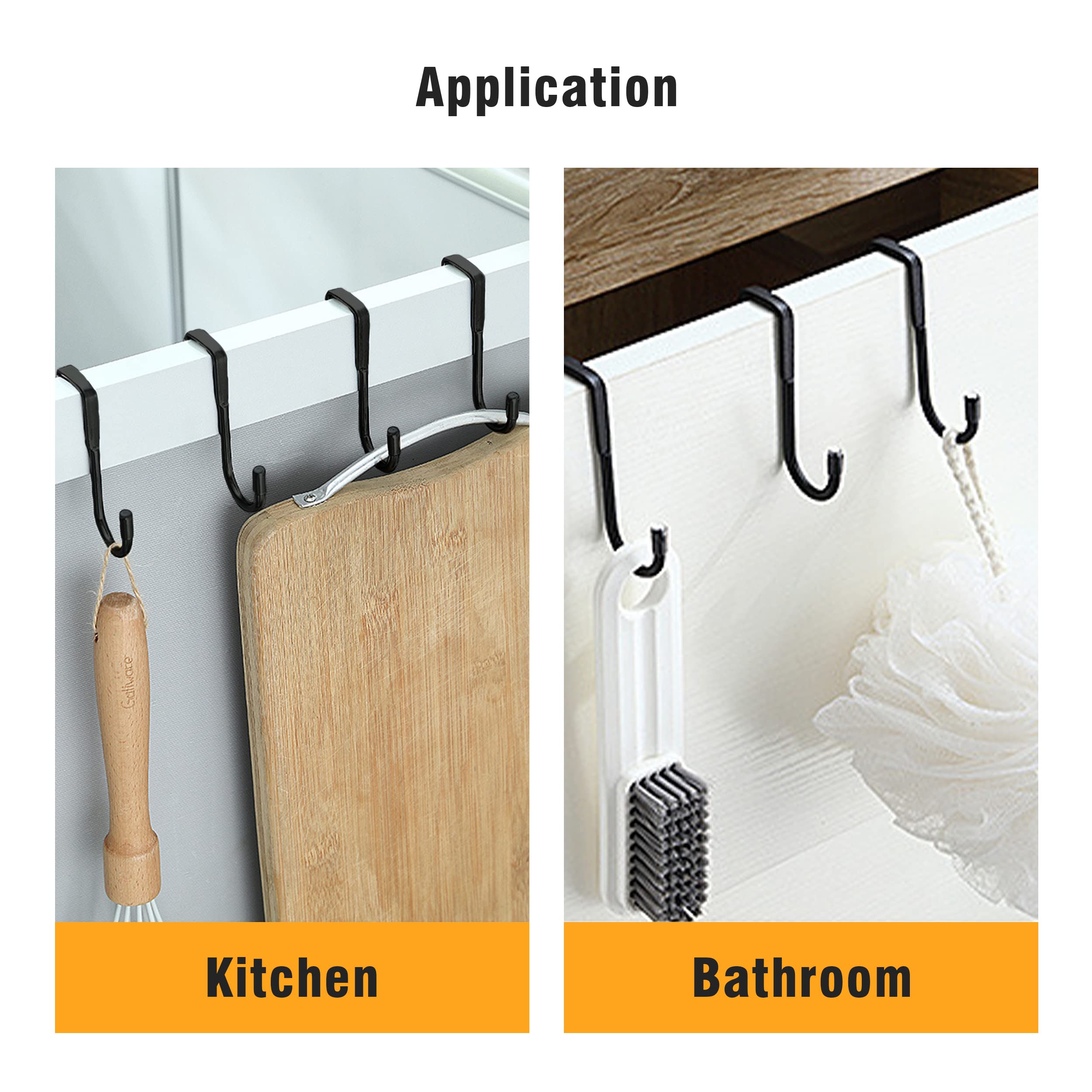 4PCS Over The Door Hooks - Heavy Duty Steel Purse Organizer, Scarf & Belt Hanger for Closet, Bathroom, Kitchen - Space Saving Door Hanger for Wreaths, Towels & More - Perfect for Home Organization & Storage