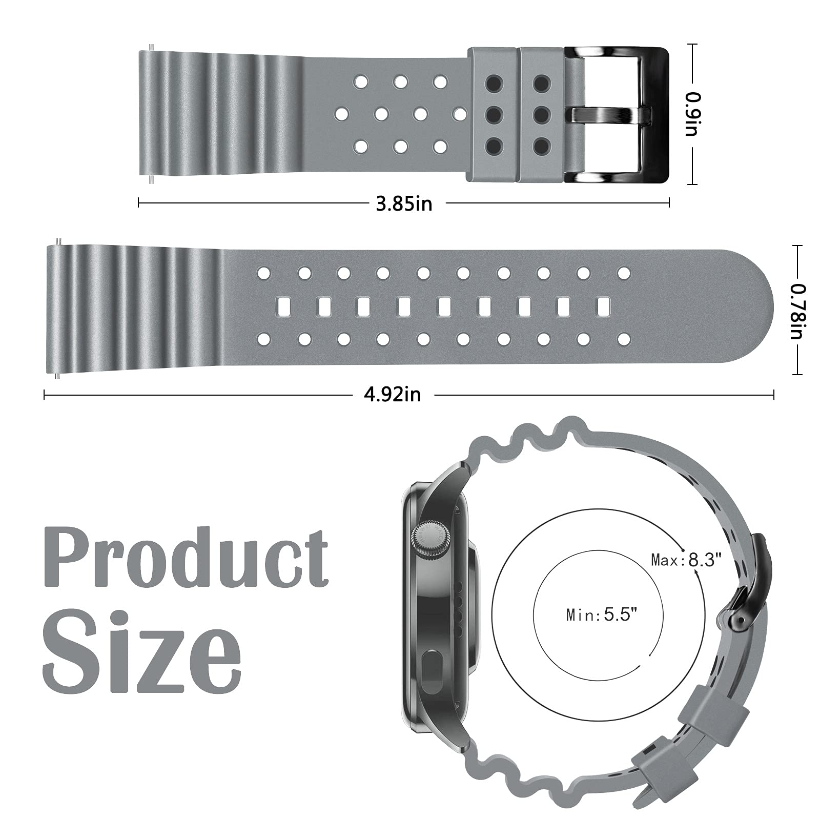Premium Silicone Watch Bands 20mm 22mm 24mm - Quick Release Rubber Replacement Straps for Apple Watch, Samsung, Fitbit & More - Comfortable Durable Unisex Watch Accessories for Sports, Work & Everyday Wear