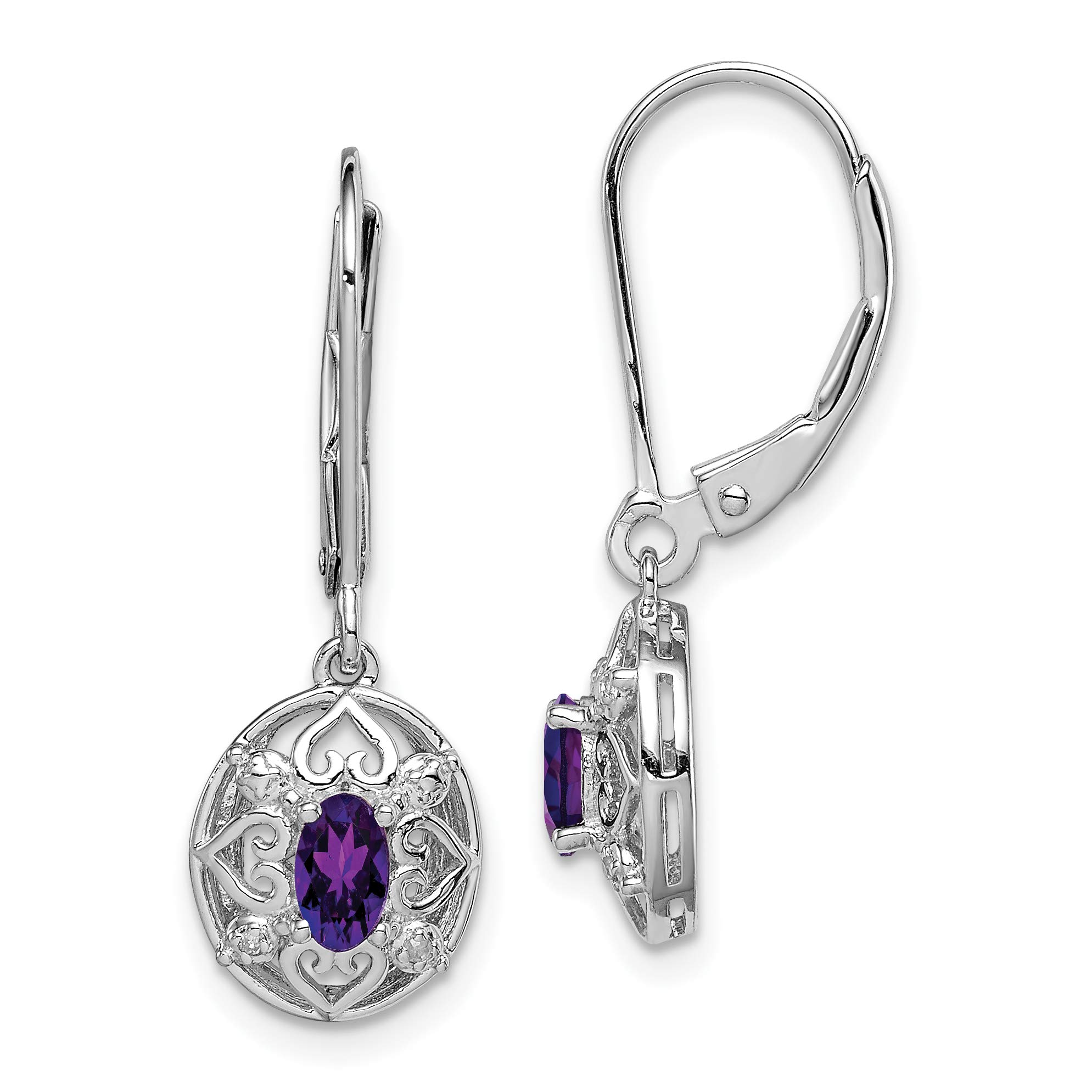 Sterling Silver Rhodium-Plated Amethyst and Diamond Stud Earrings for Women | Elegant Gift for Birthday, Anniversary & Valentine's Day | Perfect for Parties, Weddings & Formal Occasions