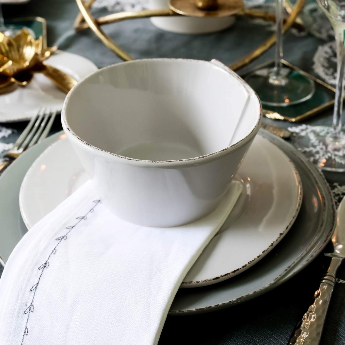 Vietri Lastra Gray European Dinner Plate - 10.5 Inch Stoneware Ceramic Plate, Handcrafted Dinnerware for Fine Dining & Special Occasions