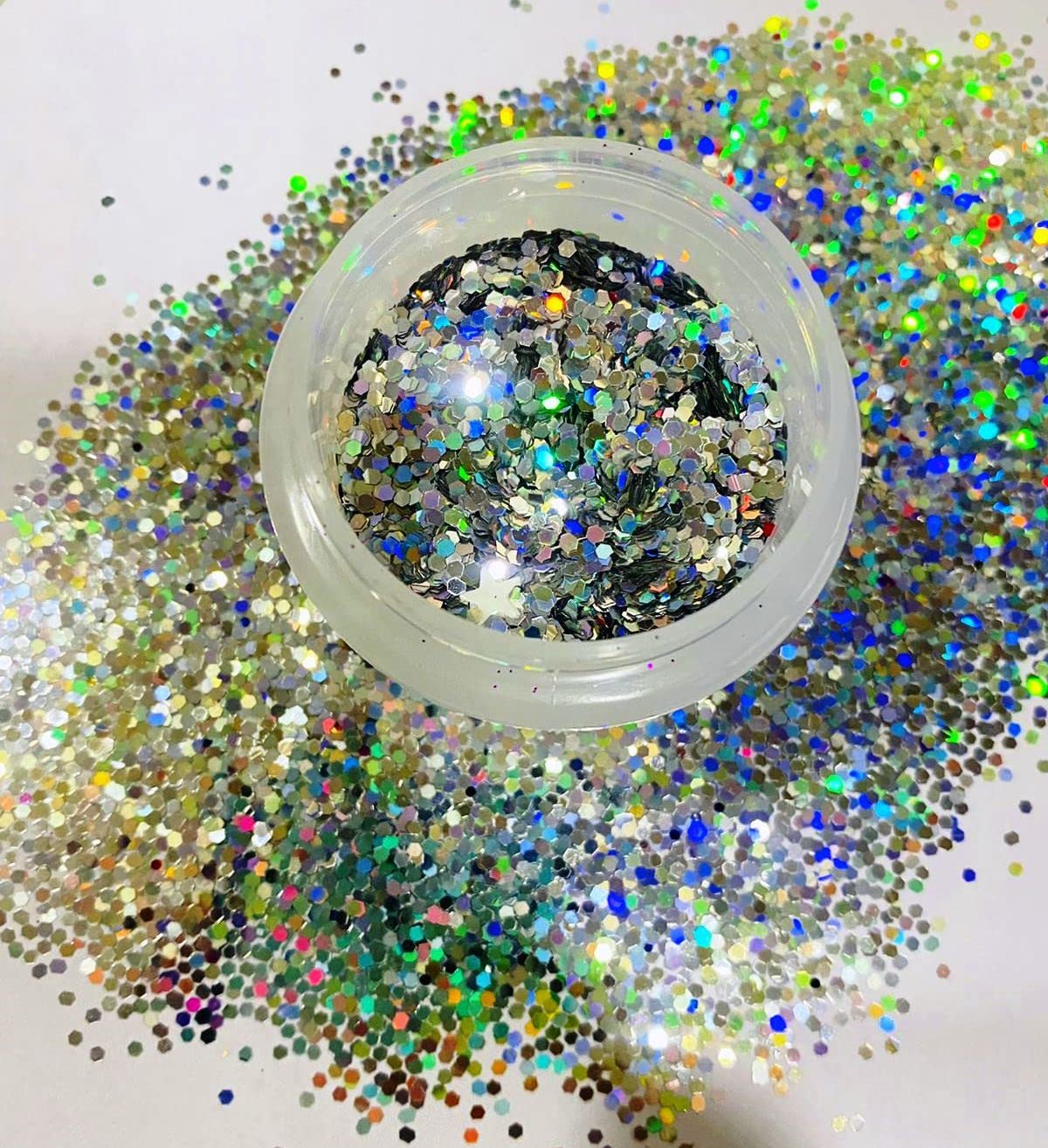 Premium Mahir Silver Holo Chunky Glitter - Nail Art, Makeup & Craft Supplies for DIY Beauty, Cosmetics & Creative Projects - Perfect for Nail Designs, Face Gems & DIY Decorations