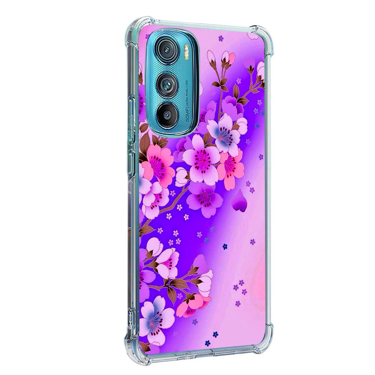 Shockproof TPU Full Body Protective Case for Motorola Edge 2022 - Purple Cherry Blossom Design, Drop Protection & Scratch Resistant Cover - Perfect for Daily Use, Outdoor Activities & Travel Protection