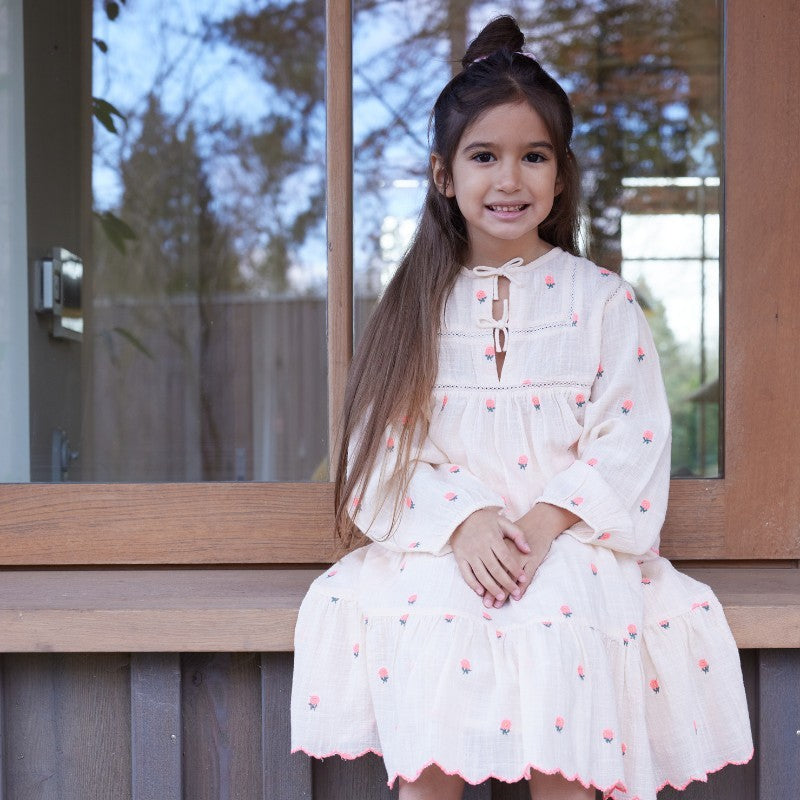 Bonheur du Jour Paris Albi Girl Skirt Floral Rose - Elegant French Floral Skirt for Girls, Perfect for Spring Outfits, Tea Parties & Special Occasions
