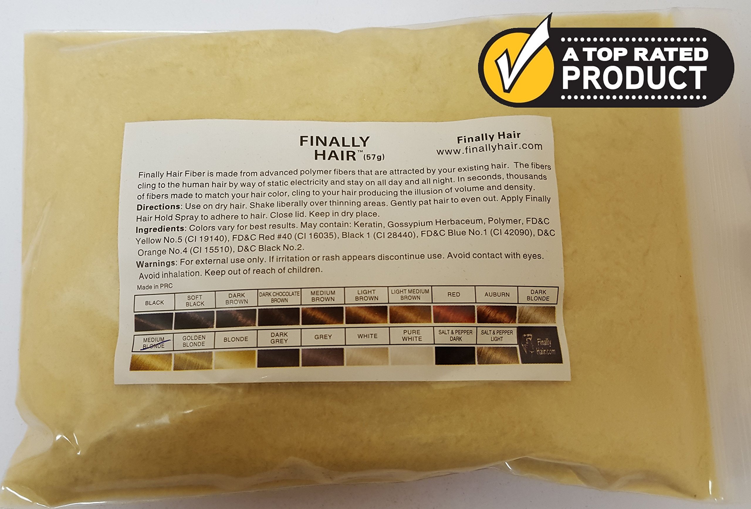 Finally Hair Fiber Refill 250g (8.82oz) - Light Medium Blonde Hair Loss Concealer for Thinning Hair & Bald Spots - Natural-Looking Cover for Men & Women - Perfect for Daily Use & Special Occasions