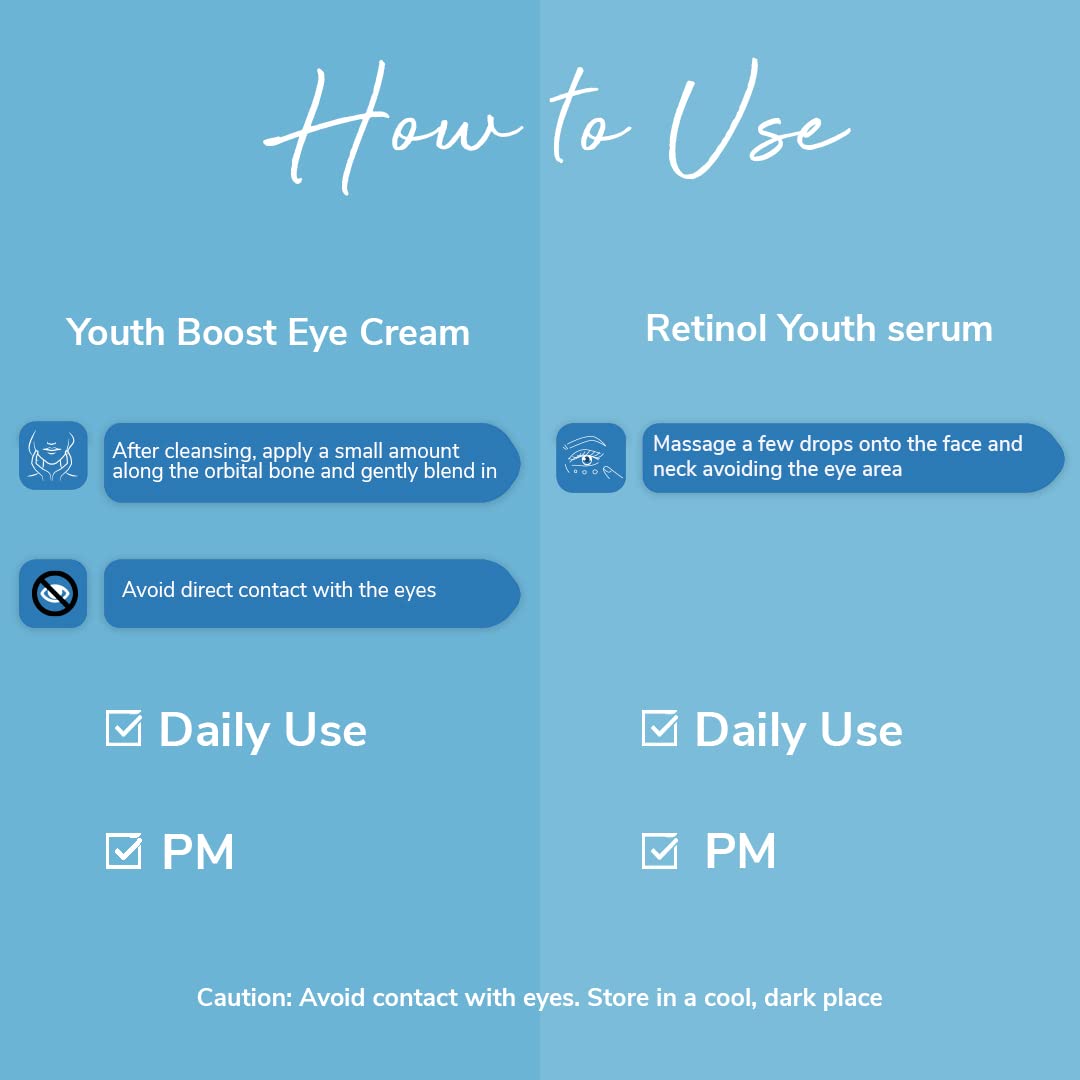 Koric Be Young 4ever Skincare Set - Retinol Youth Serum & Eye Cream for Hyperpigmentation, Wrinkles & Dark Circles | Hazel Extract Formula | Perfect for Night Routine & Anti-Aging Care