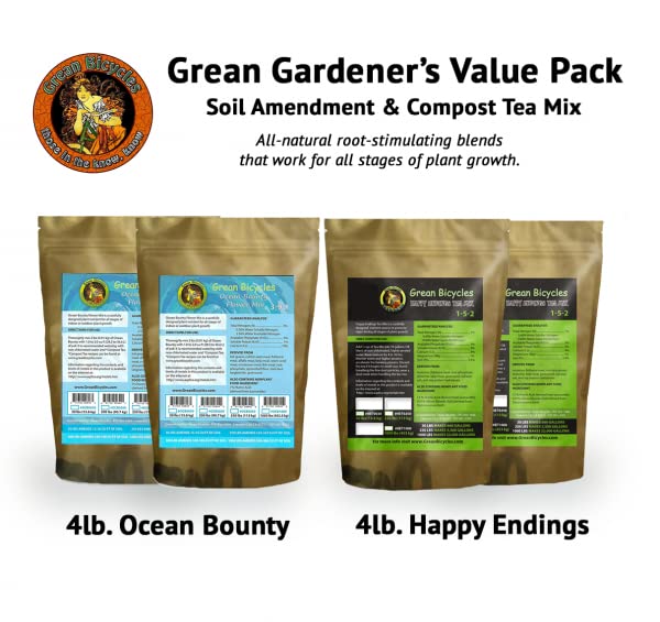 Happy Endings Compost Tea Mix (4lb) & Ocean Bounty Natural Plant Food (4lb) - Organic Fertilizer for Indoor & Outdoor Plants | Boosts Growth for Vegetables, Flowers & Houseplants