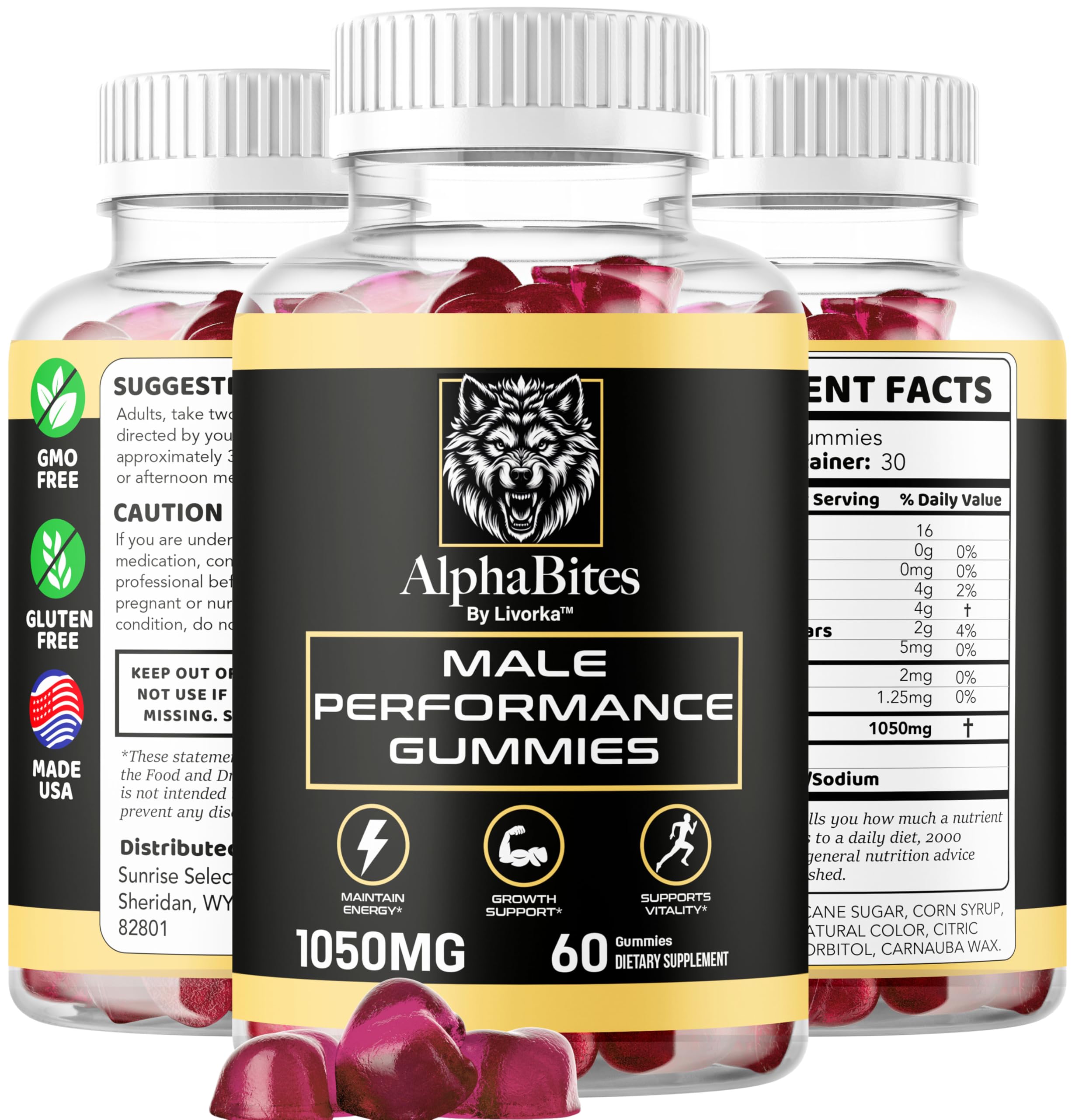 Alpha Bites Gummies for Men - 2 Pack (120 Gummies) | Immune Support & Energy Booster | Perfect for Workout Recovery & Daily Wellness