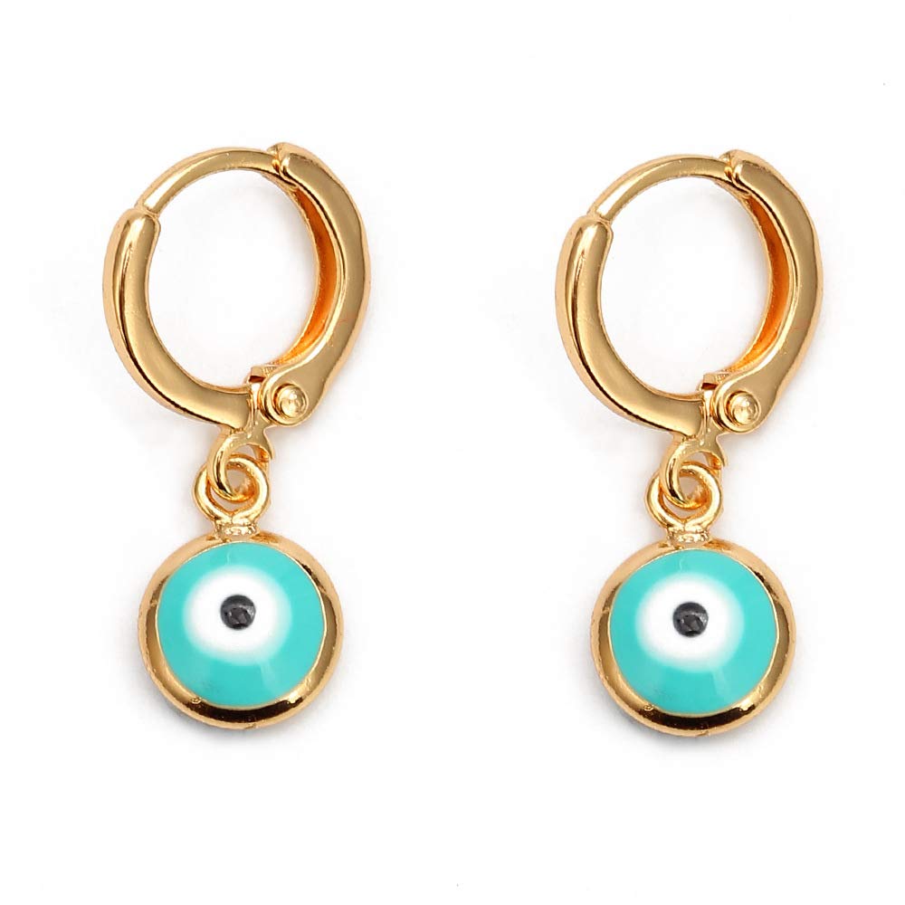 Evil Eye Huggie Hoop Earrings for Women - Dainty Blue & Red Eye Drop Dangle Earrings with Protection Charm - Lucky Jewelry for Girls - Perfect for Parties, Gifts & Everyday Wear
