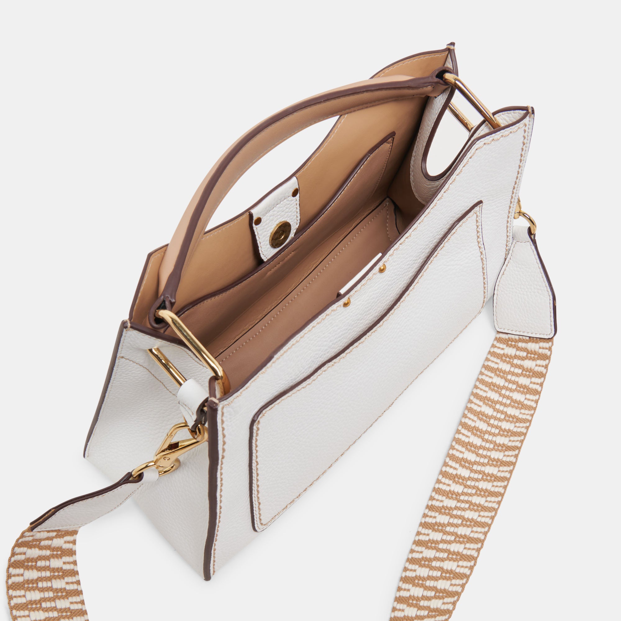 Stylish White Leather TARIFA Crossbody Bag for Women - Perfect for Everyday Use, Travel, and Shopping