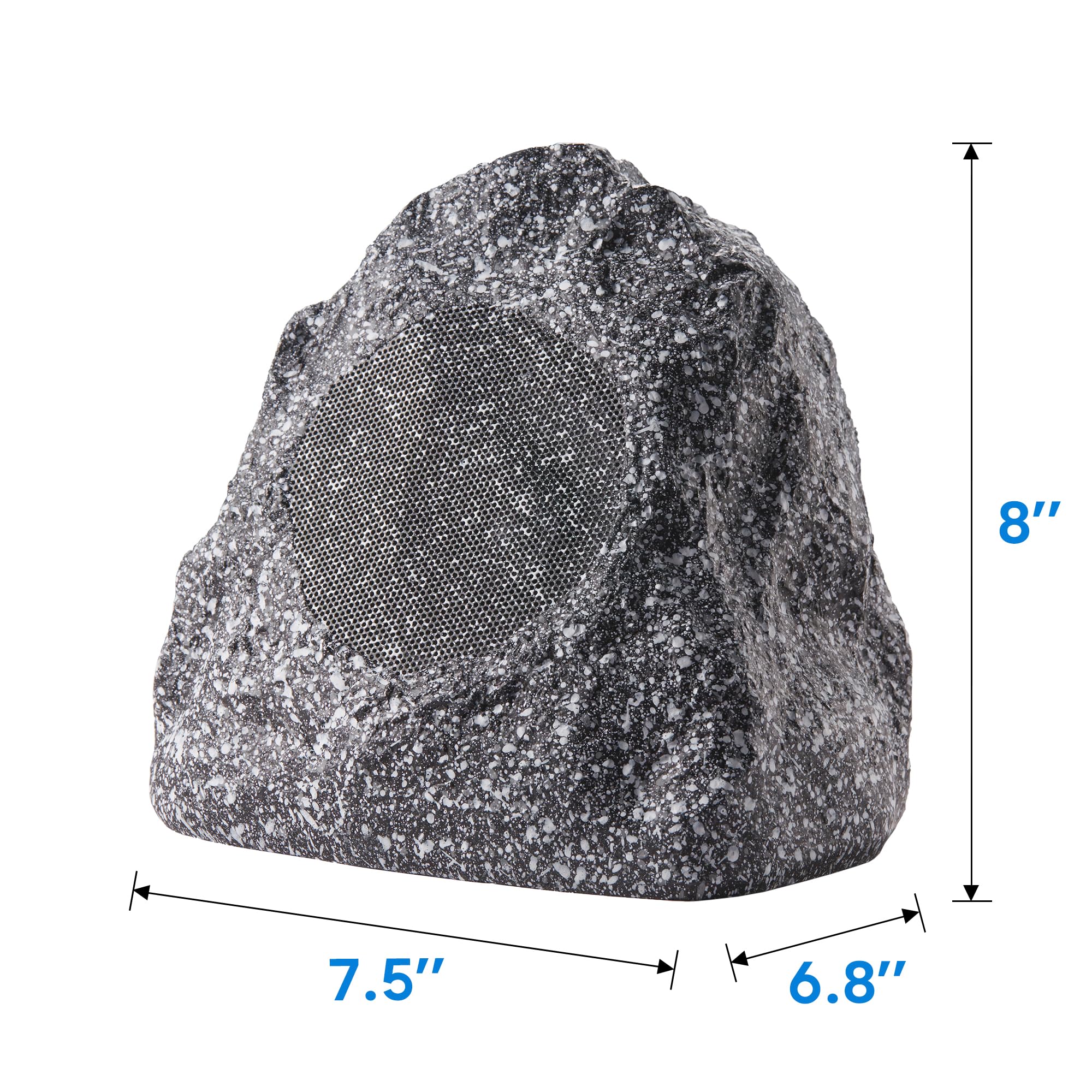 Theater Solutions 4R4G 4-Piece Wired Outdoor Waterproof Granite Rock Speakers - Weatherproof Patio, Garden & Poolside Audio System for Backyard, Deck & Landscape Entertainment