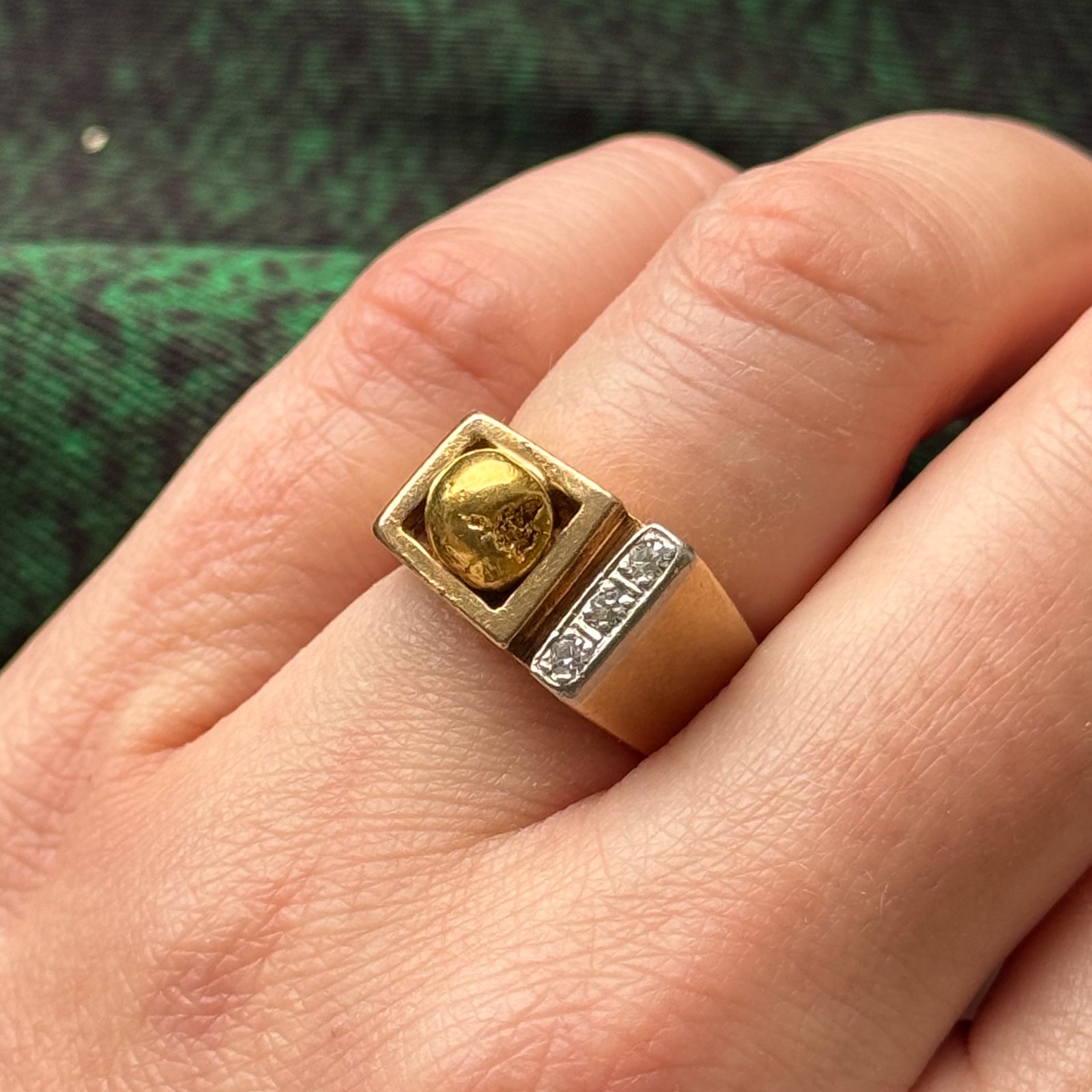 Exquisite 0.10ctw Gold Nugget Diamond Cocktail Ring - Size 4 | Elegant Statement Jewelry for Women | Perfect for Parties, Weddings & Special Occasions