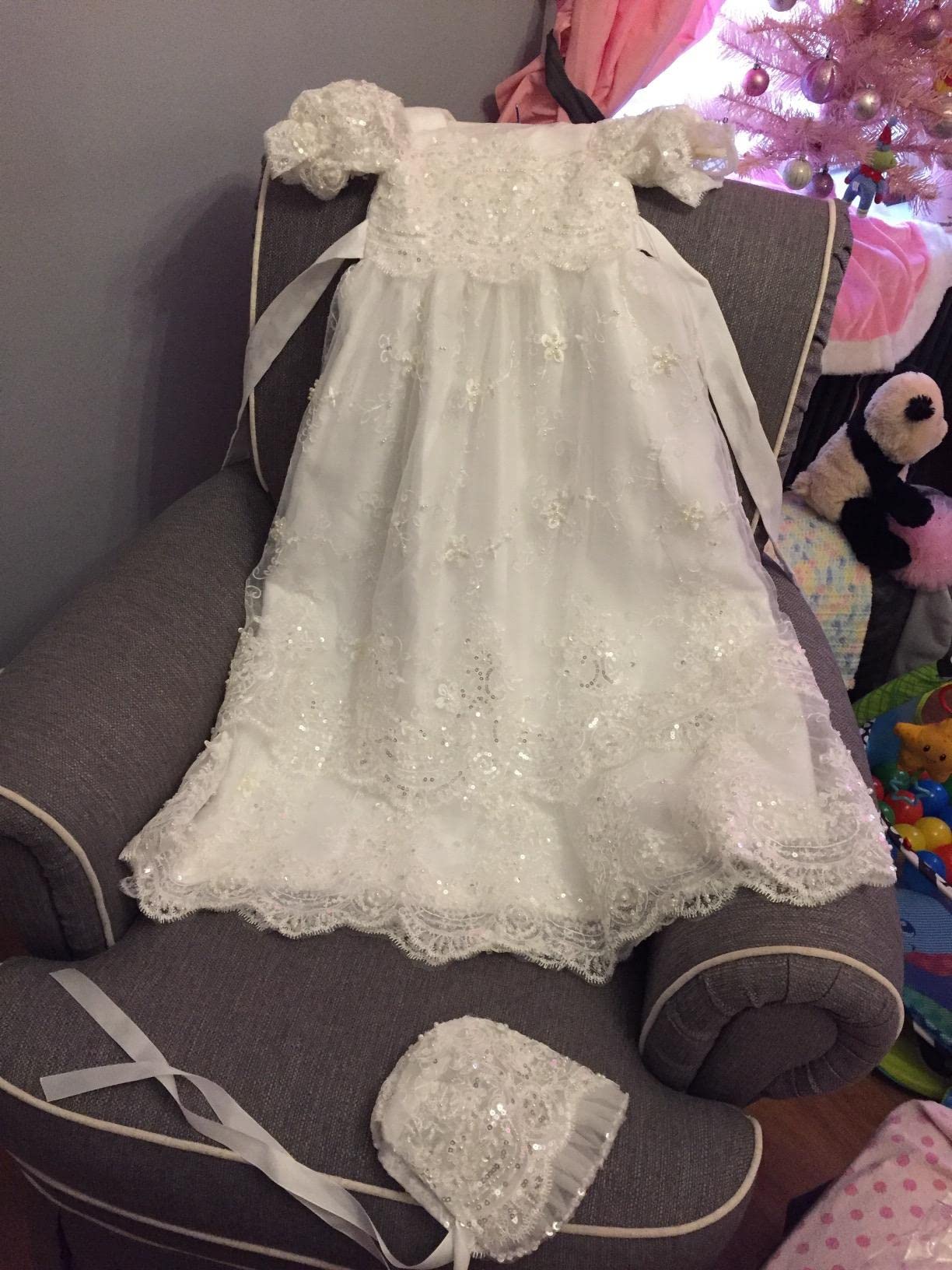 Elegant 2-Layer Ivory Long Christening Gowns for Baby Girls - Perfect for Baptism, First Communion & Special Occasions