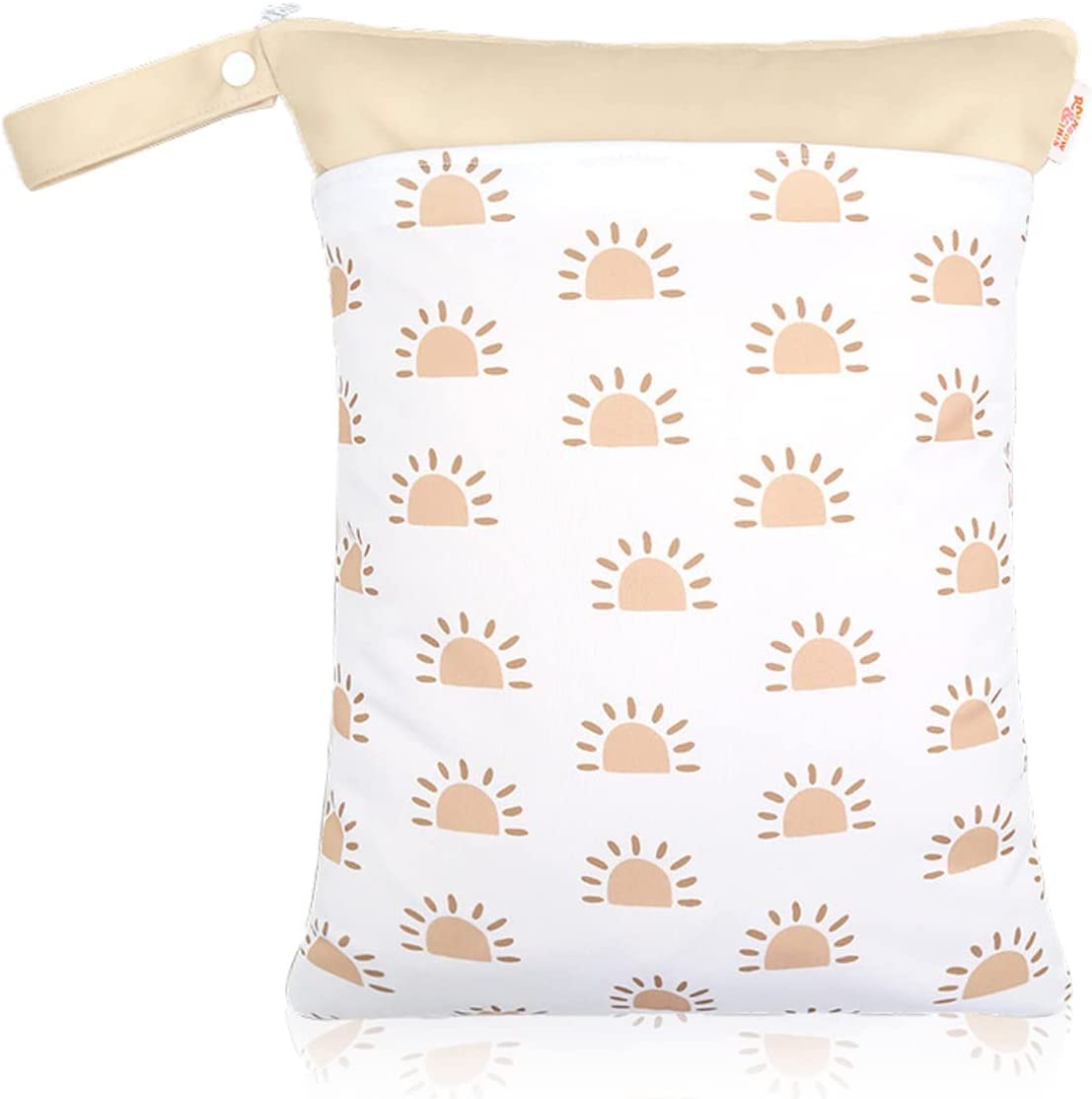 Waterproof Reusable Wet Dry Bag with 2 Zippered Pockets & Handle - Ideal for Baby Cloth Diapers, Breast Pump Parts, Beach, Pool, Gym & Travel - Perfect for Daycare, Stroller, Yoga & Toiletries Organization