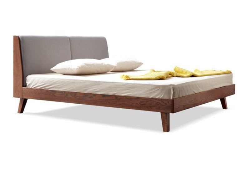 Solid Oak Wood Soft Bed Frame - Queen Size, Natural Wood Finish - Perfect for Master Bedrooms, Guest Rooms & Cozy Home Decor