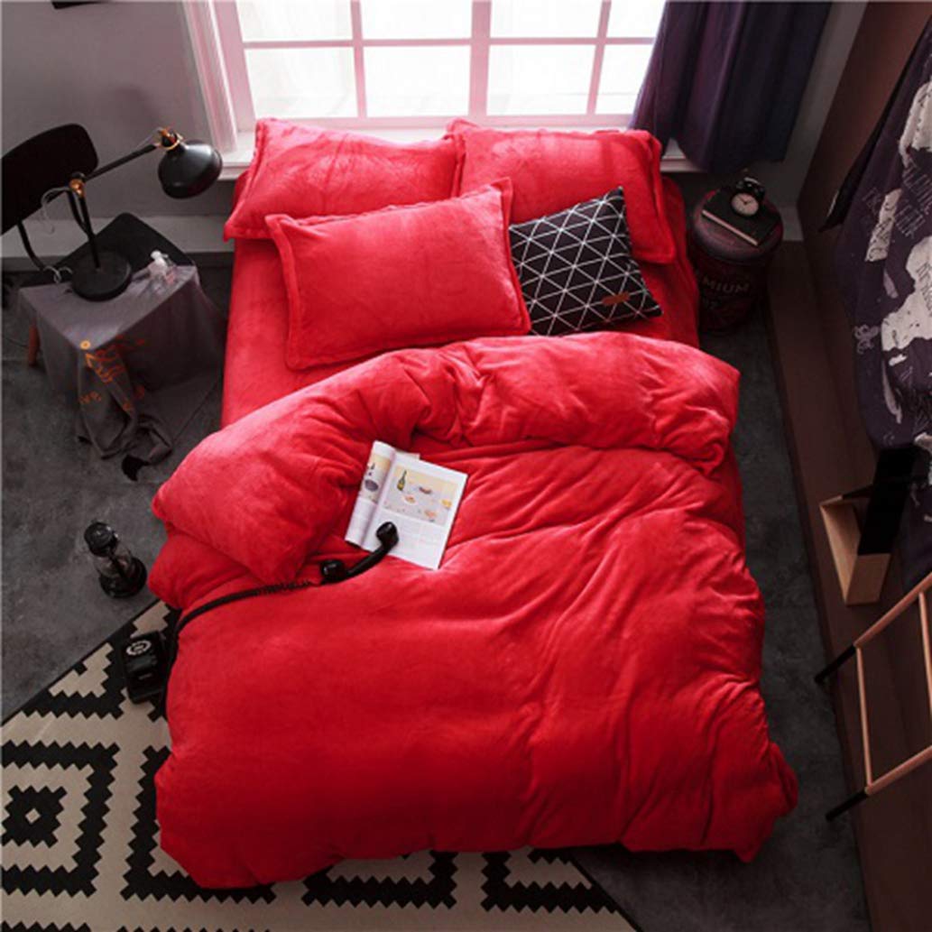 Premium Thick Fleece Bedding Set - Ultra Warm Solid Color Duvet Cover & Bed Sheet Comforter Set - Full/Queen/King Size - Soft Cozy Winter Bedding for Kids, Men & Women - Perfect for Cold Weather & Cozy Nights