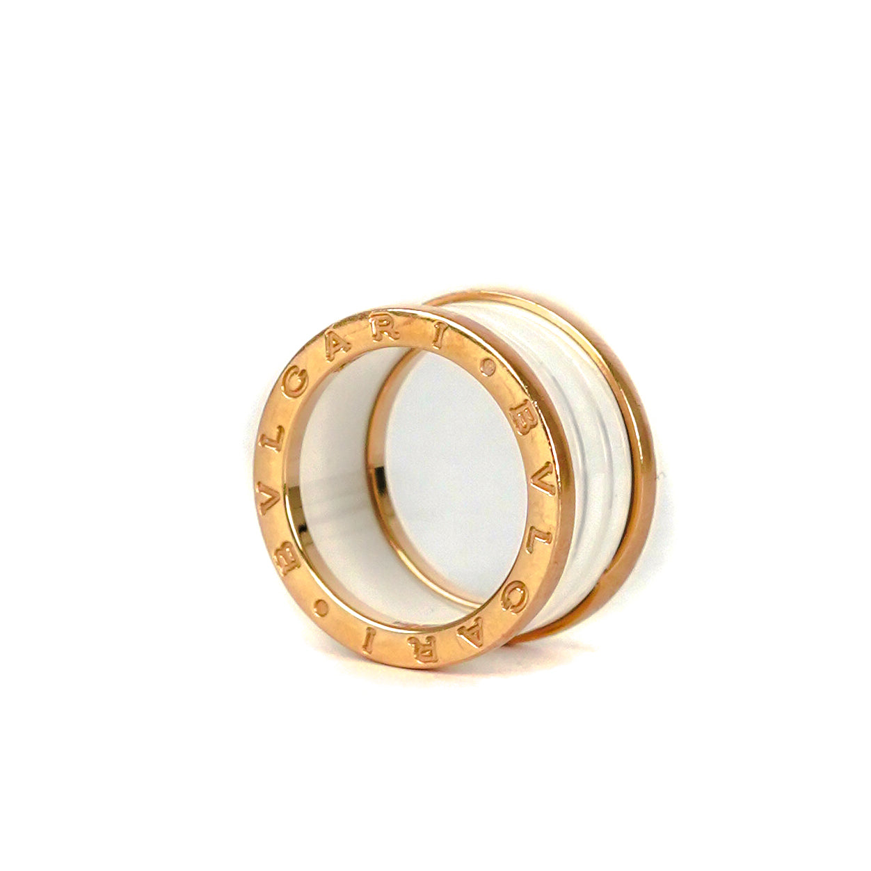 Bvlgari B.Zero.1 Ring in Rose Gold with White Ceramic - Elegant Jewelry for Women, Perfect for Weddings, Anniversaries & Special Occasions