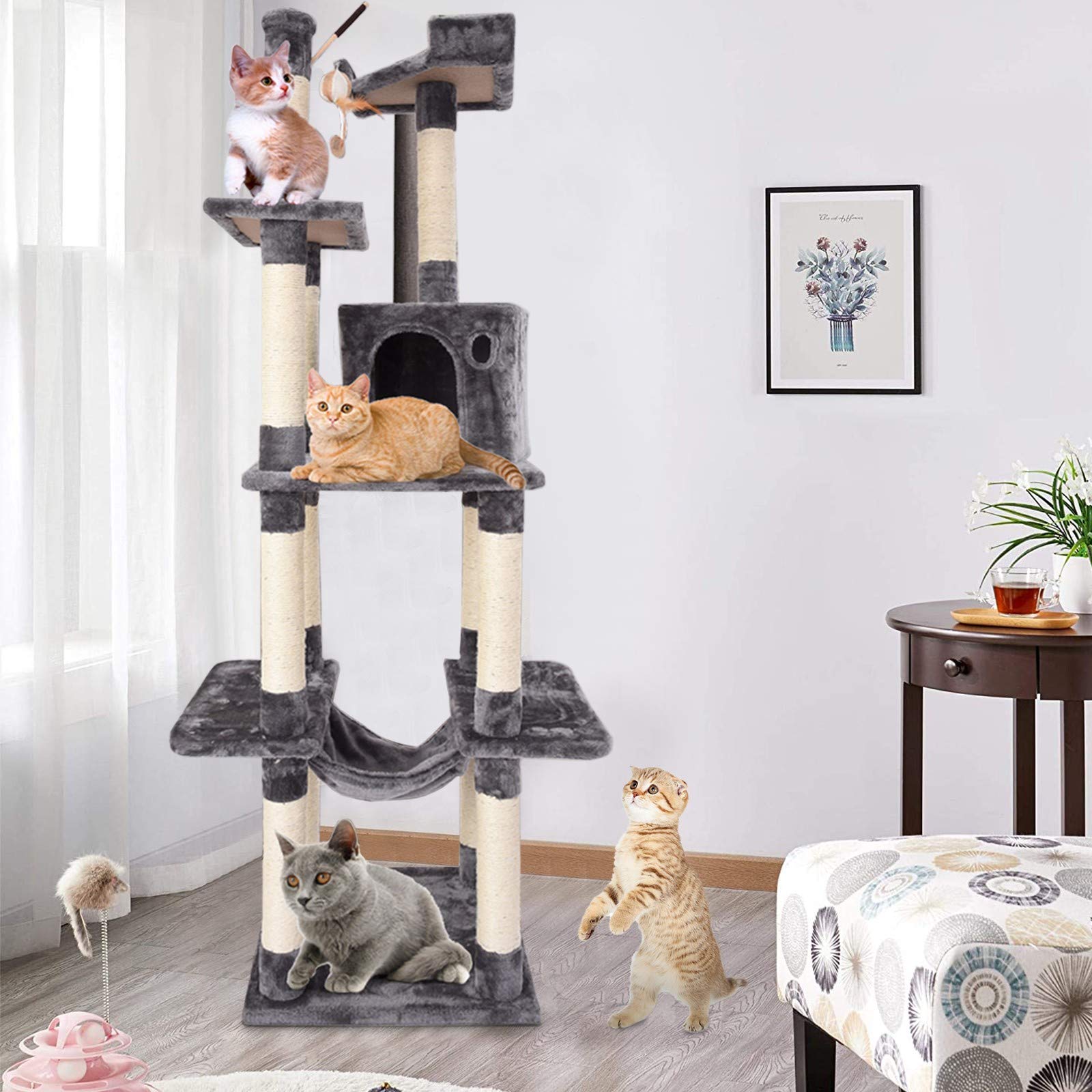 Premium Multi-Level Cat Tree Tower for Indoor Cats - 67.86