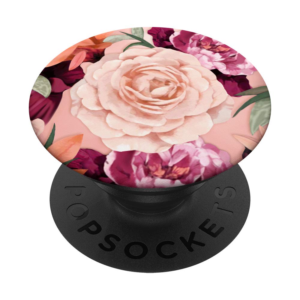 Floral Phone Grip with Rose and Peony Design - Anti-Slip Phone Holder for iPhone Samsung - Perfect for Selfies, Commuting, and Hands-Free Use