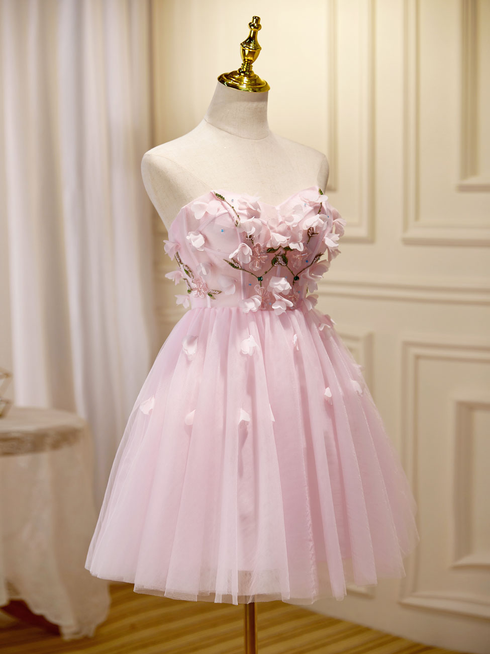Elegant Mini Short Pink Prom Dress with Beading Applique - Cute Homecoming Dresses for Teens, Perfect for Prom Night, Homecoming Dance, and Special Occasions