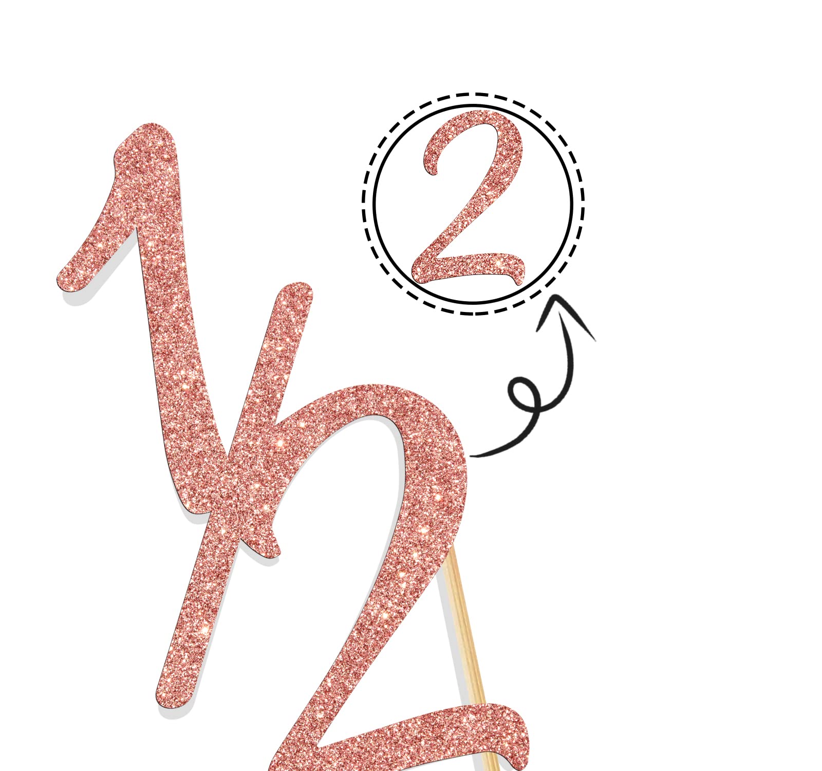 Rose Gold Glitter 1/2 Half Cake Topper for 6 Month Baby Birthday Party Decorations | Happy 1/2 Birthday Anniversary Baby Shower Supplies | Perfect for Milestone Celebrations & Photo Backdrops