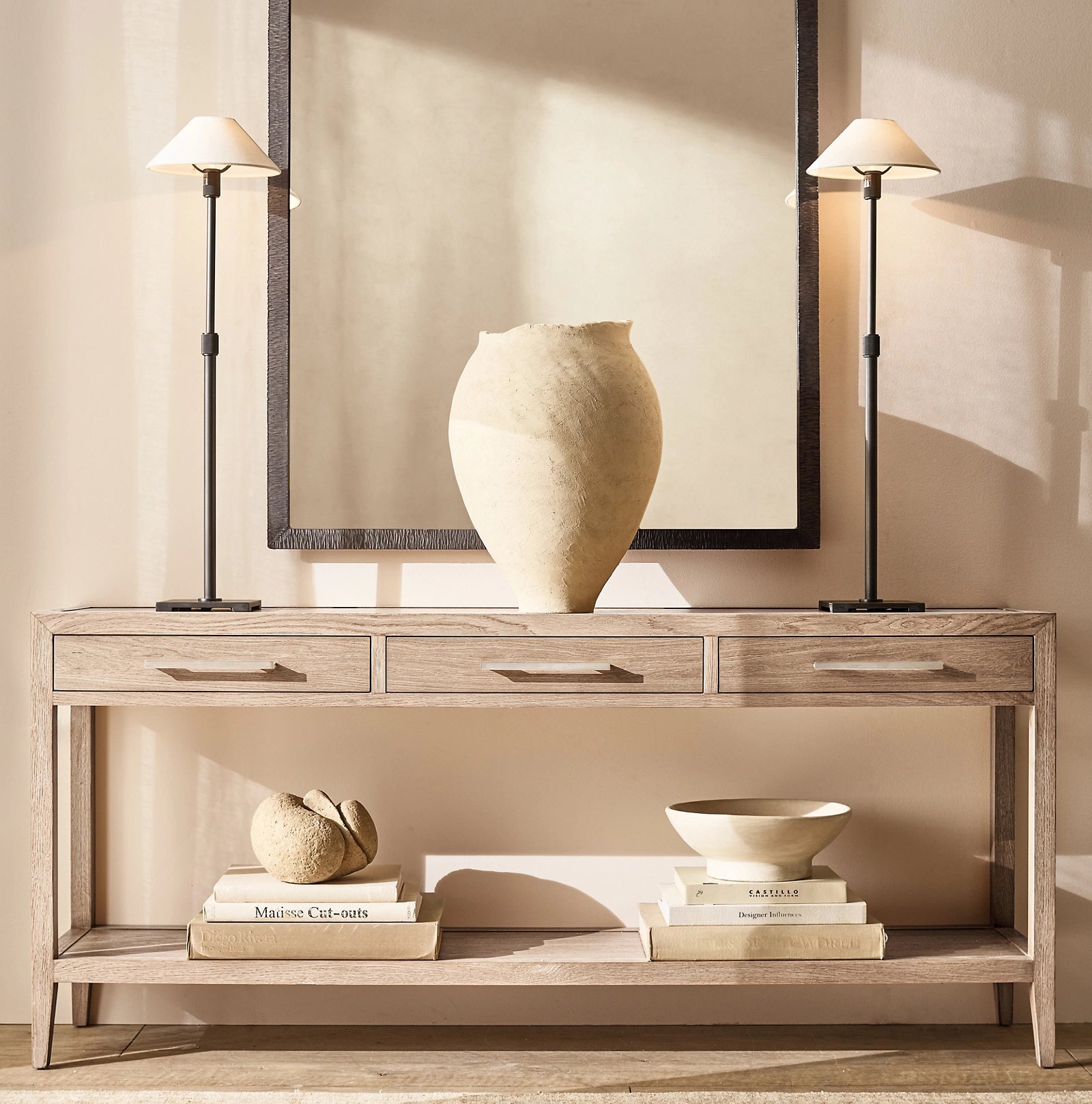 Modern French Style 3-Drawer Console Table - Elegant Entryway Furniture for Hallway, Living Room & Bedroom Decor