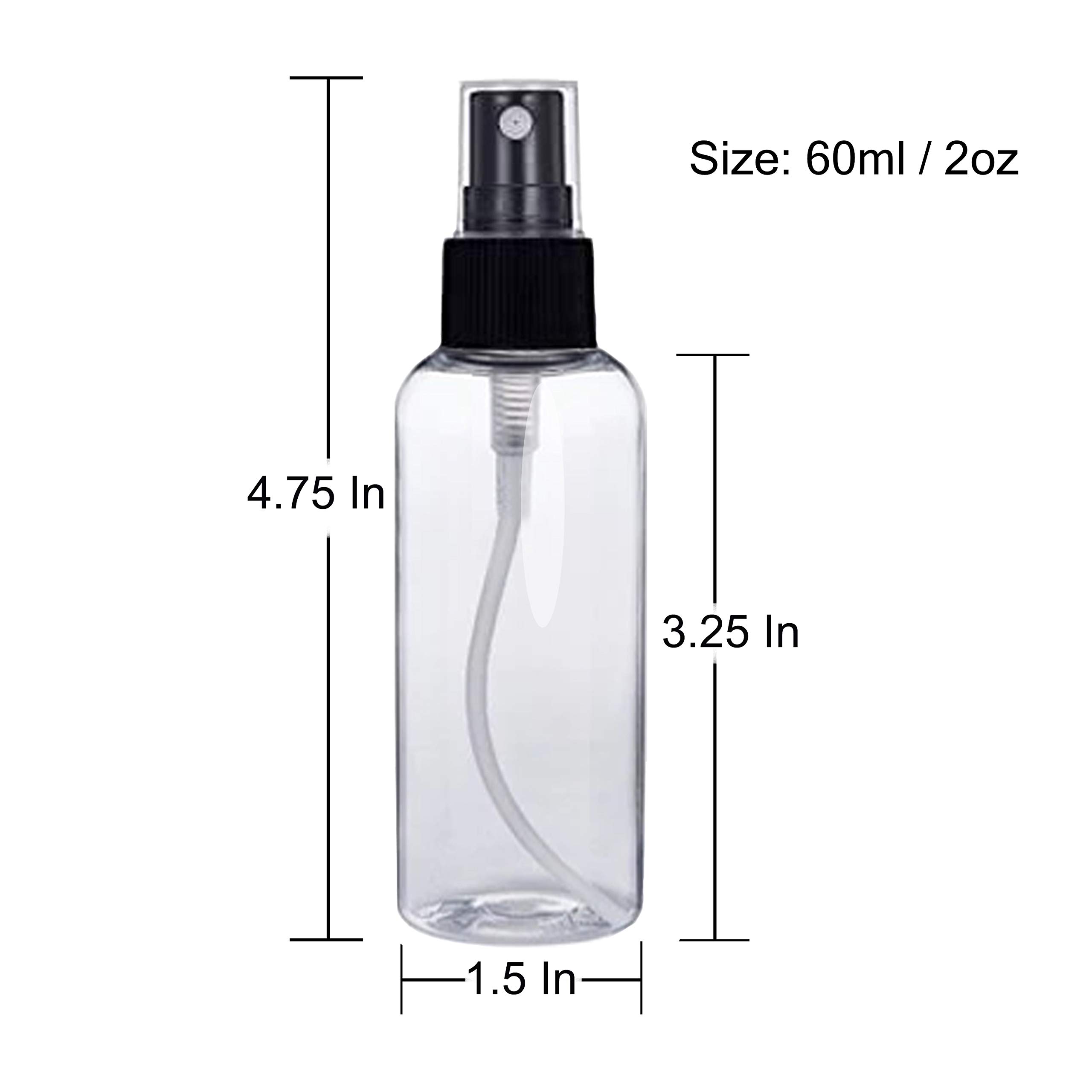 SANSHIELD 100 Pack 2 oz (60 ml) Clear PET Plastic Spray Bottles with Cap - Refillable & Reusable Travel Size Mist Bottles for Hair, Skin Care, Cleaning & DIY Projects - Perfect for Home, Salon, Travel & Crafting