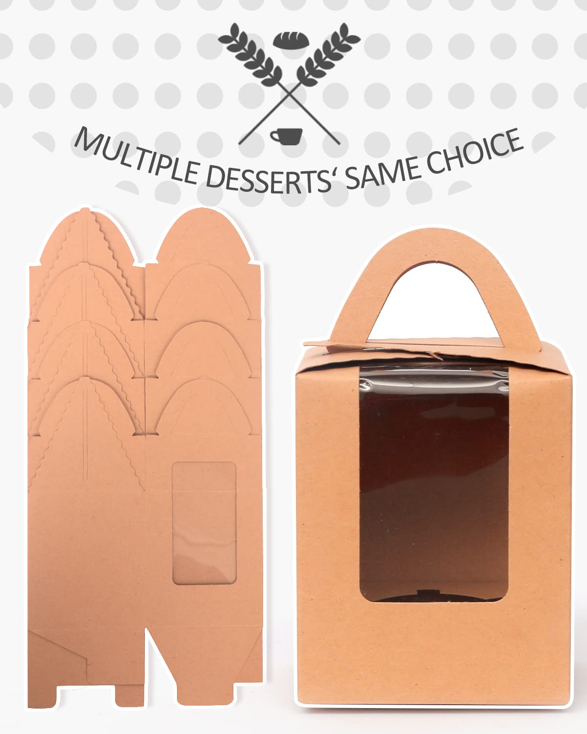 Disposable Kraft Cupcake Boxes 100pcs - 3.7