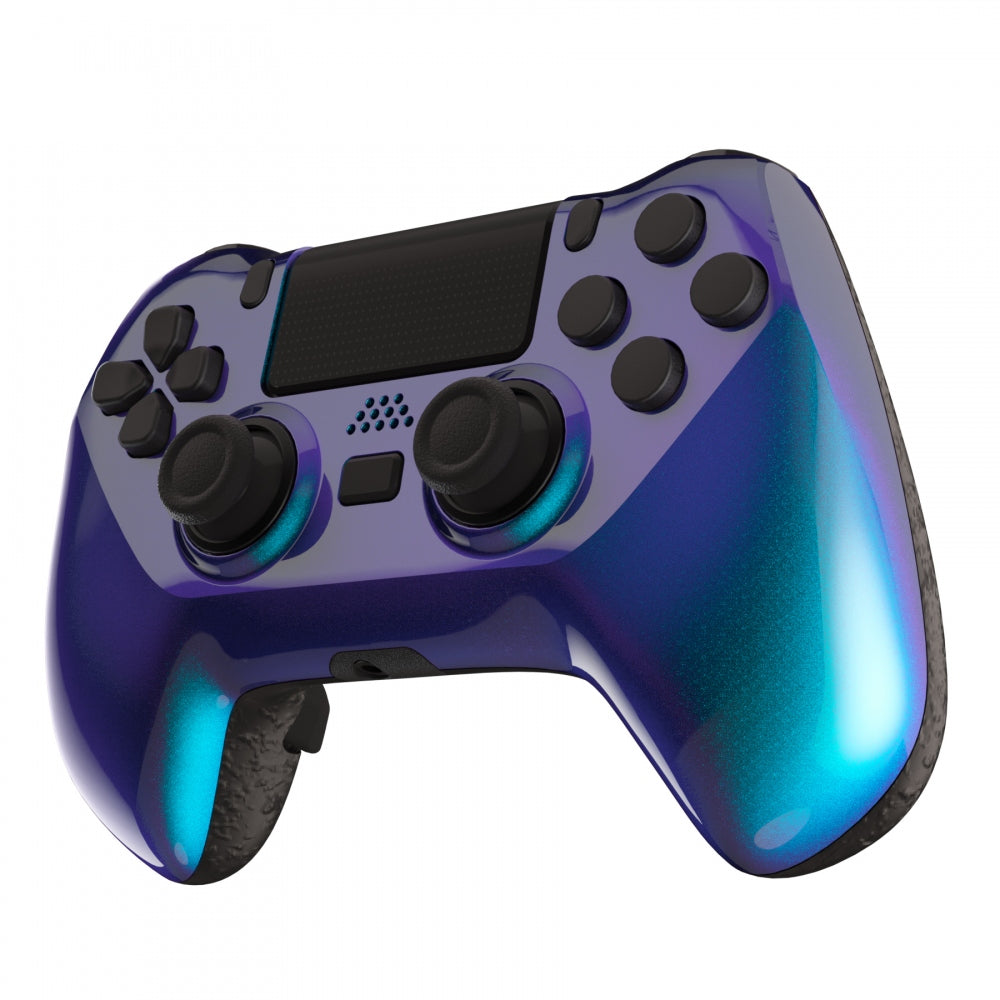 eXtremeRate Chameleon Purple Blue DECADE Tournament Upgrade Kit for PS4 Controller (JDM-040/050/055) - Includes Upgrade Board, Ergonomic Shell, Back Buttons & Trigger Stops | Perfect for Competitive Gaming & PS4 Controller Customization (Controller Not Included) P4MG004