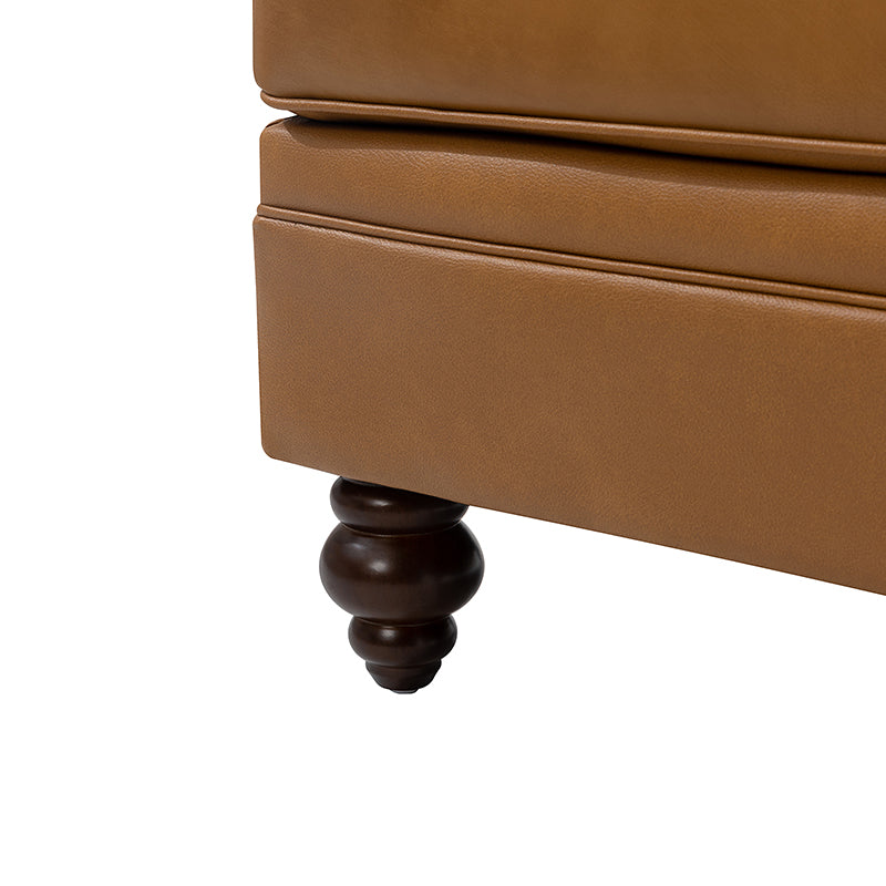 Basilio Modern Genuine Leather Storage Ottoman Bench - Living Room Footrest, Coffee Table & Extra Seating - Perfect for Home, Office & Bedroom