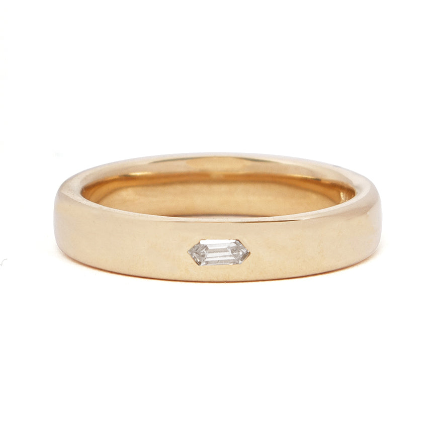 18K Gold Prism Diamond Ring - Hexagon Cut Engagement Band for Women | Perfect for Weddings, Anniversaries & Special Occasions