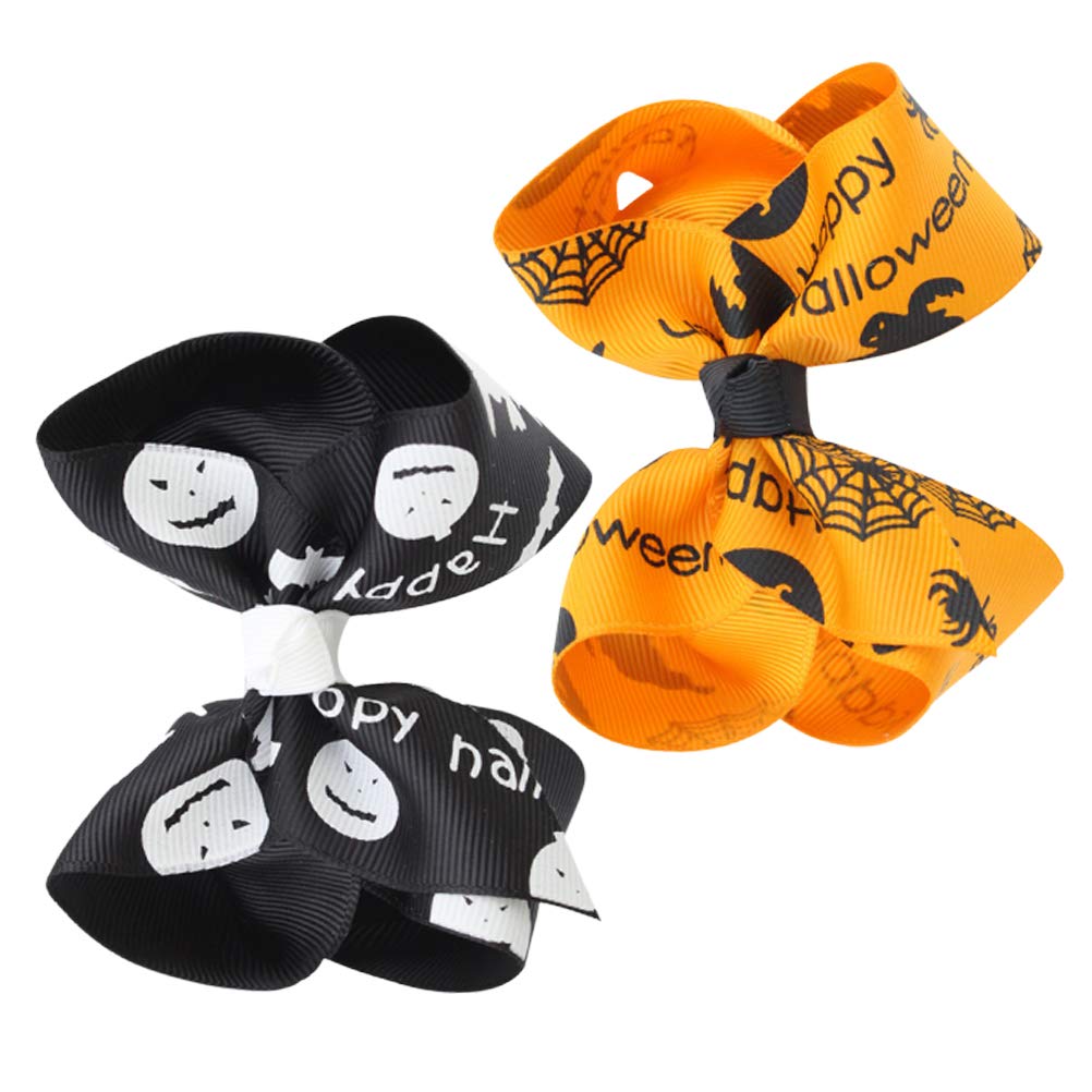 2pcs Halloween Spider Hair Clips for Kids - Pumpkin Pattern Hair Bows, Halloween Headwear & Costume Accessories for Girls, Boys, Toddlers | Perfect for Halloween Parties, Trick or Treating & Costume Events