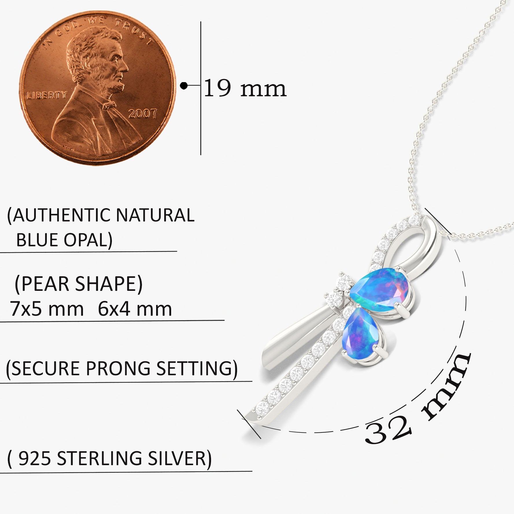 Natural Blue Opal Knot Style Charm Pendant Necklace for Women - Elegant Boho Jewelry Gift for Birthday, Anniversary & Special Occasions