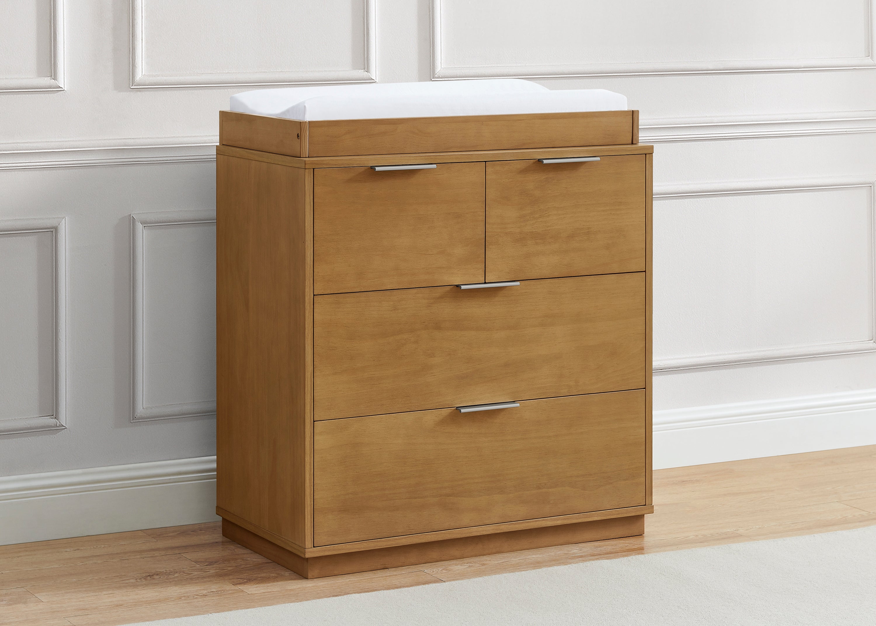 Forever 4-Drawer Dresser with Changing Top & Interlocking Drawers - Perfect Nursery Furniture for Baby Clothes Storage and Diaper Changing Station