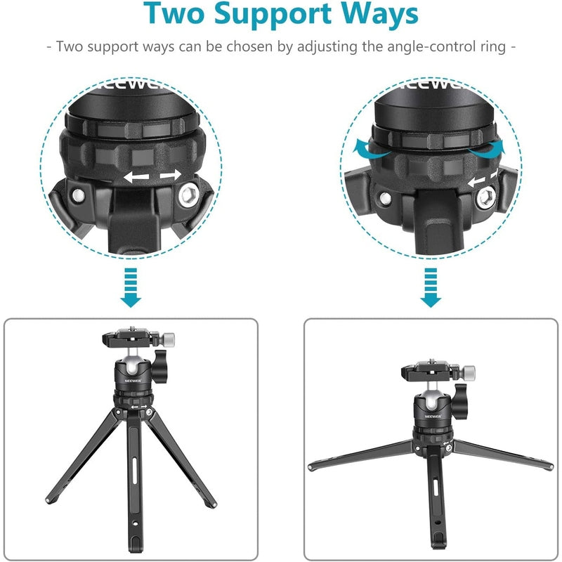 Neewer Compact Mini Camera Tripod Stand - Lightweight Portable Travel Tripod for DSLR, Mirrorless, Smartphones - Perfect for Vlogging, Photography & Outdoor Adventures