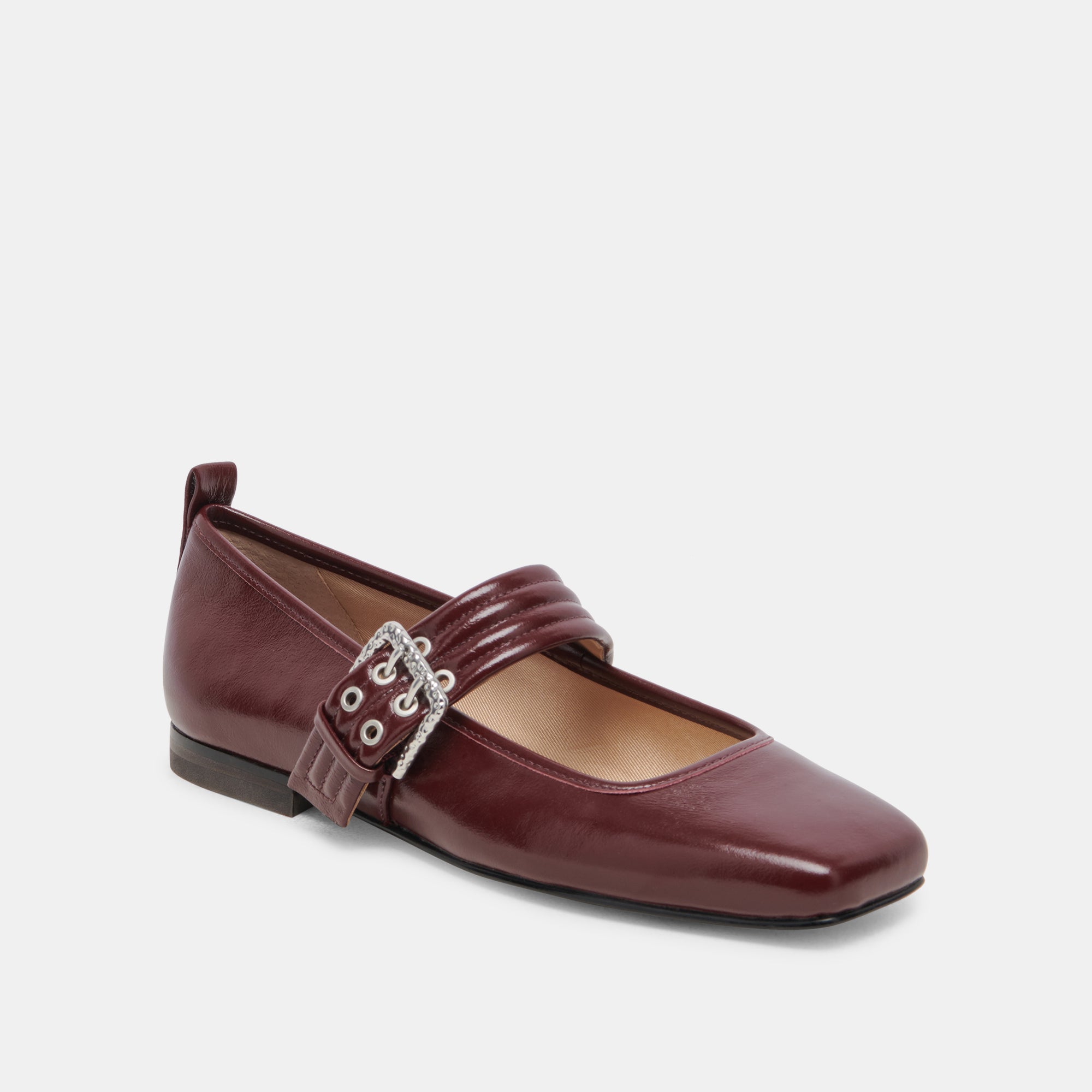 Arora Women's Ballet Flats - Burgundy Crinkle Patent Leather Slip-On Shoes for Work, Office & Casual Wear
