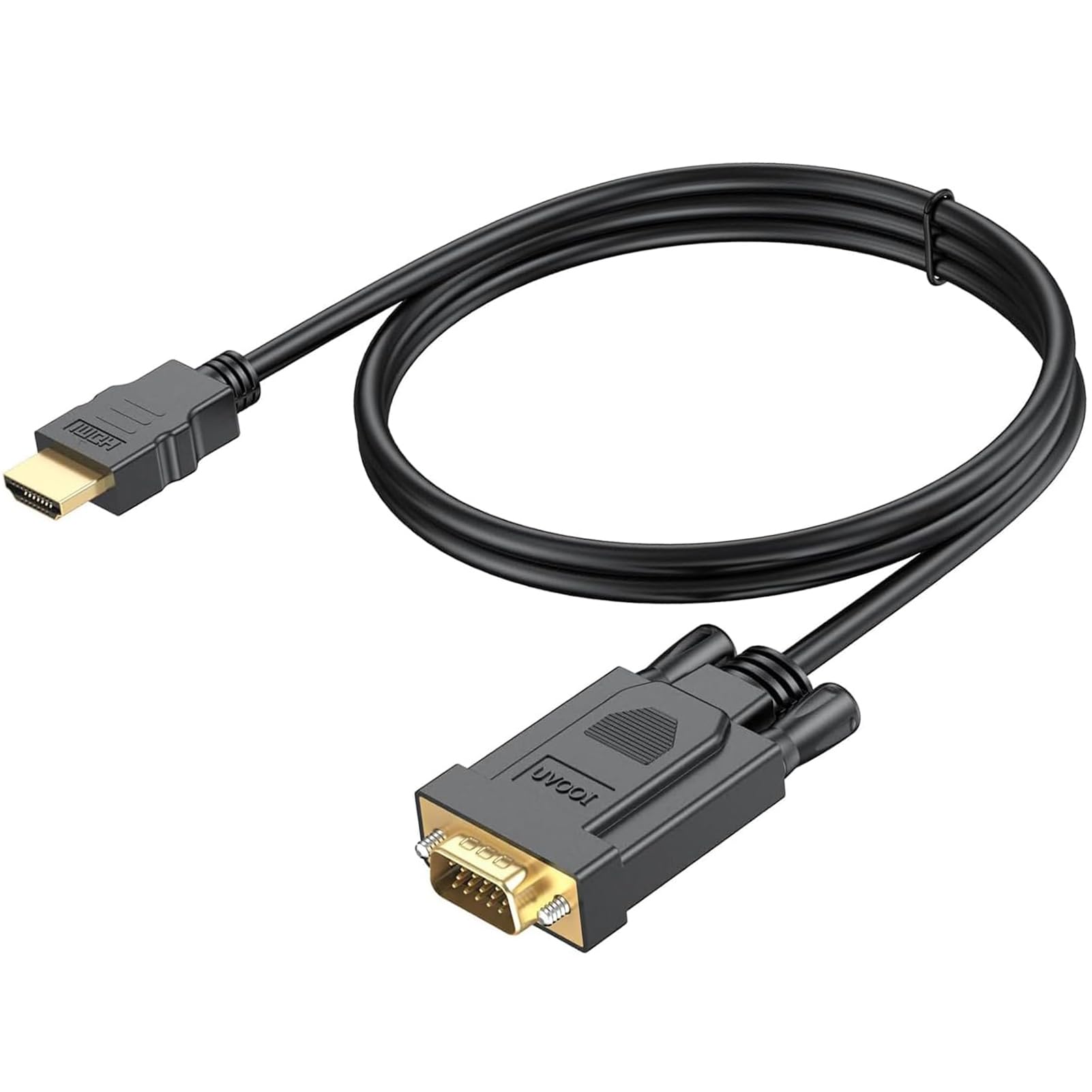 HDMI to VGA Cable 3FT, Male to Male Adapter for Raspberry Pi, Roku, PC, Laptop, Monitor, Projector, HDTV - Ideal for Home Office, Classroom, and Conference Room Setups