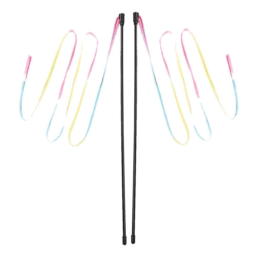 POPETPOP 2-Pack Rainbow Cat Wand Toy - Interactive Teaser & Exercise Toy for Cats & Kittens with Colorful Strap - Perfect for Indoor Play, Training & Bonding with Your Pet
