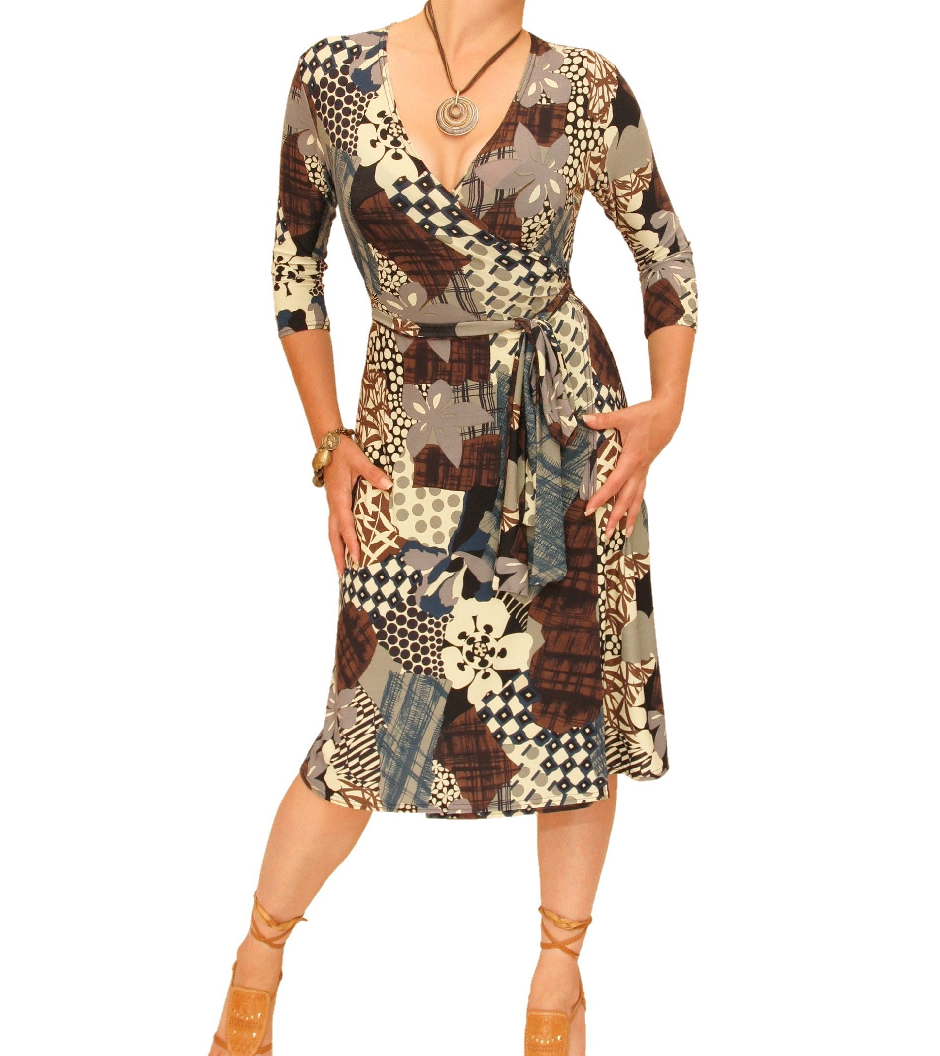 Stylish Women's Print Slinky Wrap Dress - Flattering & Comfortable for Casual Outings, Date Nights & Summer Parties