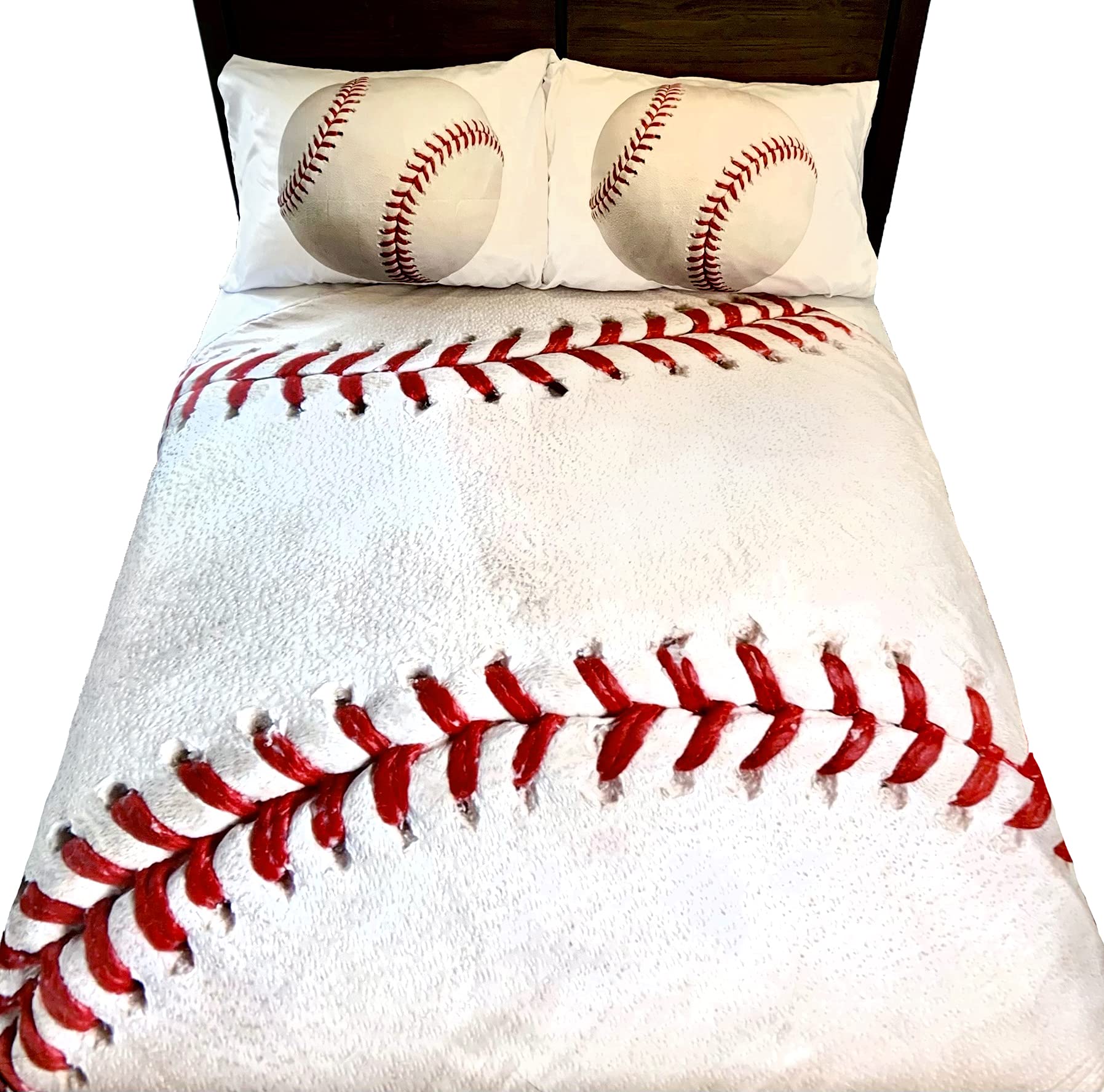 5-Piece Kids Baseball Full Bed Set with Round Comforter, 2 Pillowcases & Sheet Set - Super Soft Microfiber Flannel Bedding for Boys' Room Decor | Perfect for Sports-Themed Bedrooms & Sleepovers