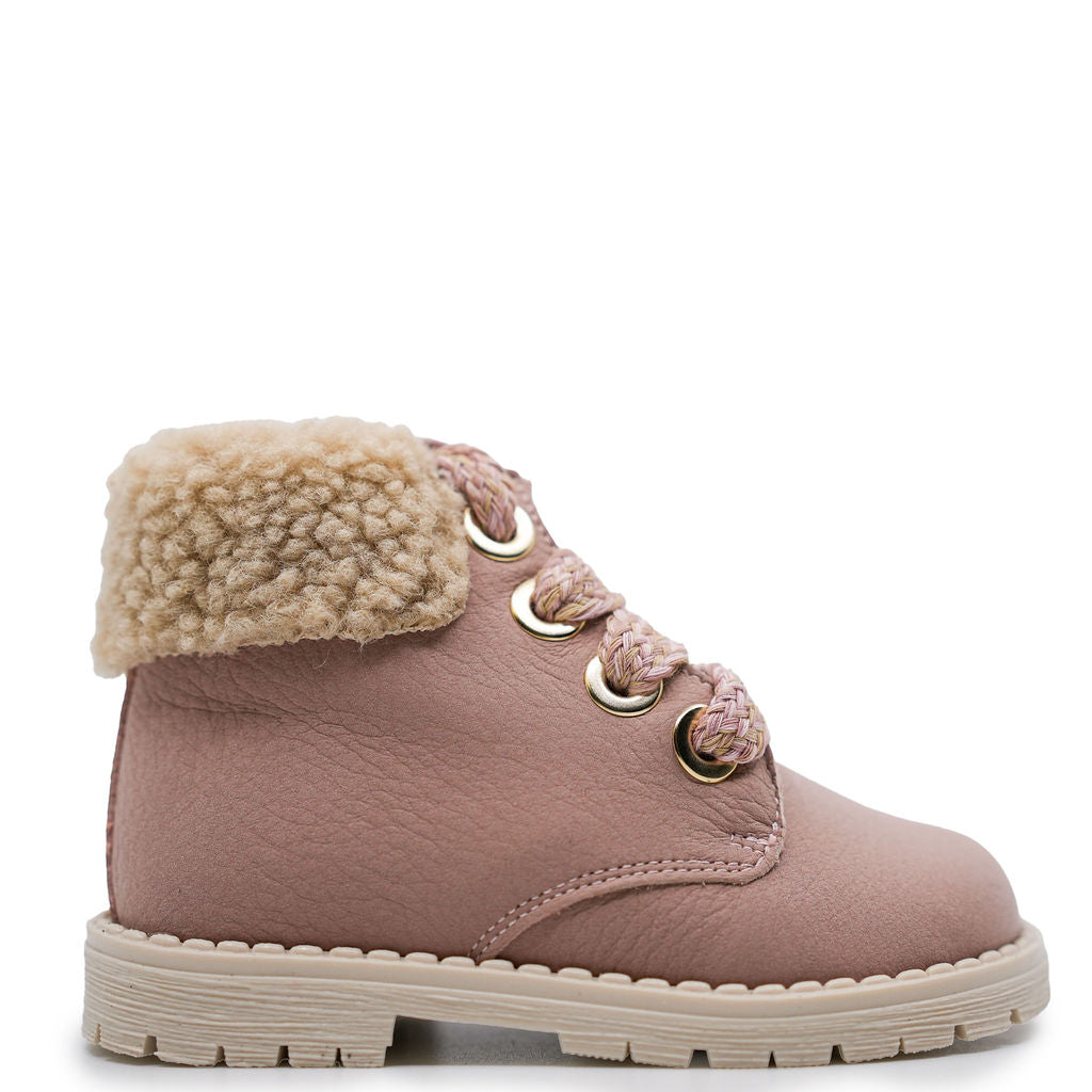 Andanines Pink Shearling Baby Boots - Soft & Warm Winter Booties for Infants & Toddlers - Perfect for Indoor & Outdoor Use, Holiday Gifts, and Photo Shoots